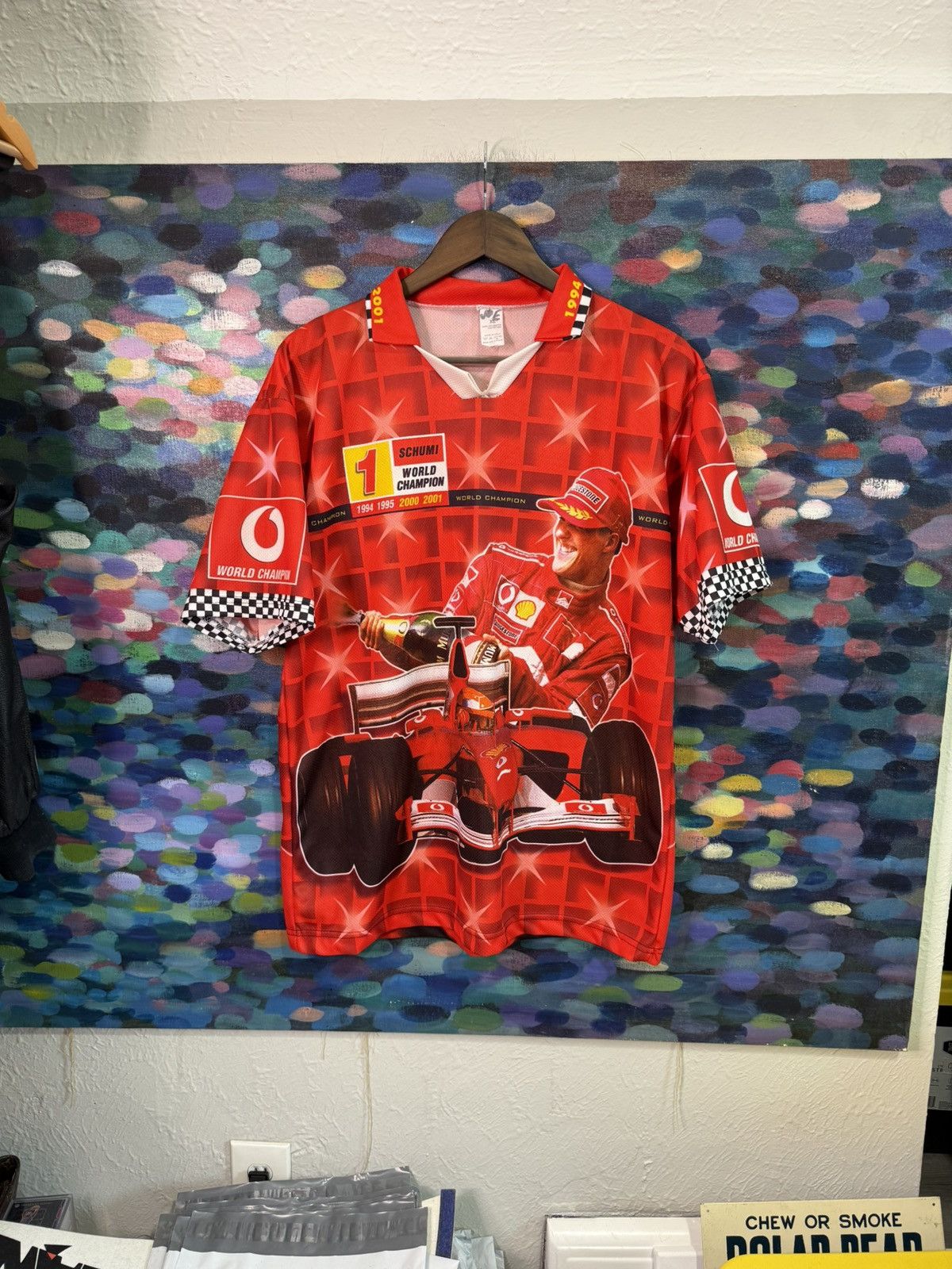 Vintage vintage Michael Schumacher Ferrari F1 polo jersey T-shirt. Size US XL / EU 56 / 4 - 1 Thumbnail