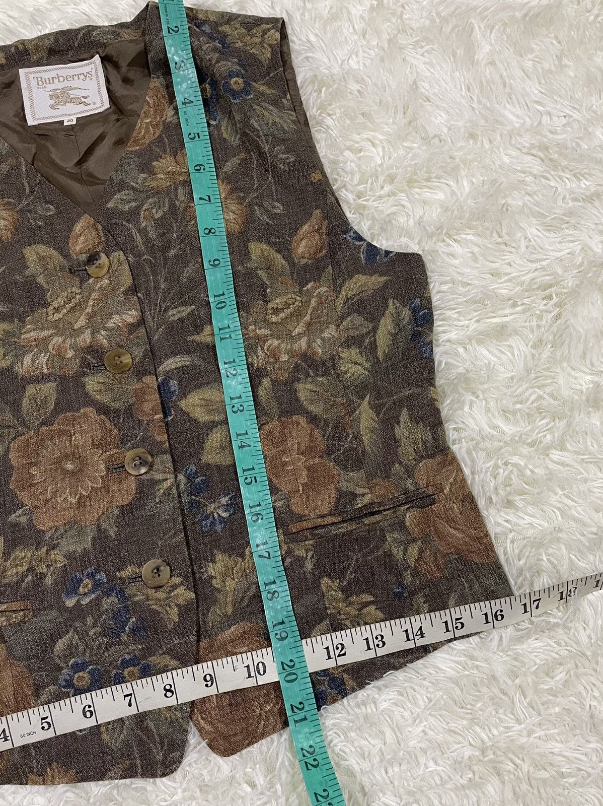 Burberry Vintage Burberrys' Floral Tapestry Vest Waistcoat 90s Size US XXS / EU 40 - 11 Thumbnail