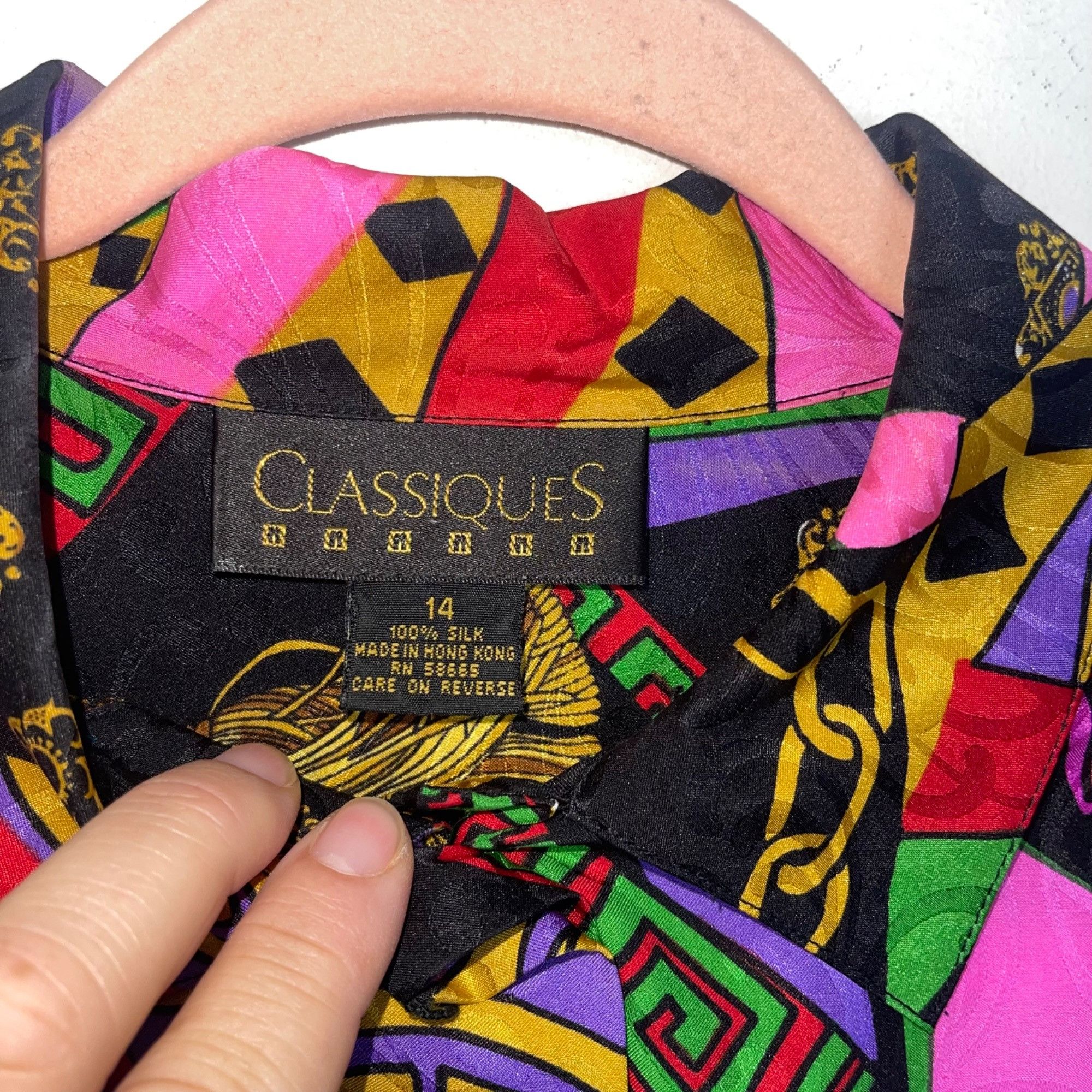 Classiques Vintage Womens Blouse Size 14 Multicolor