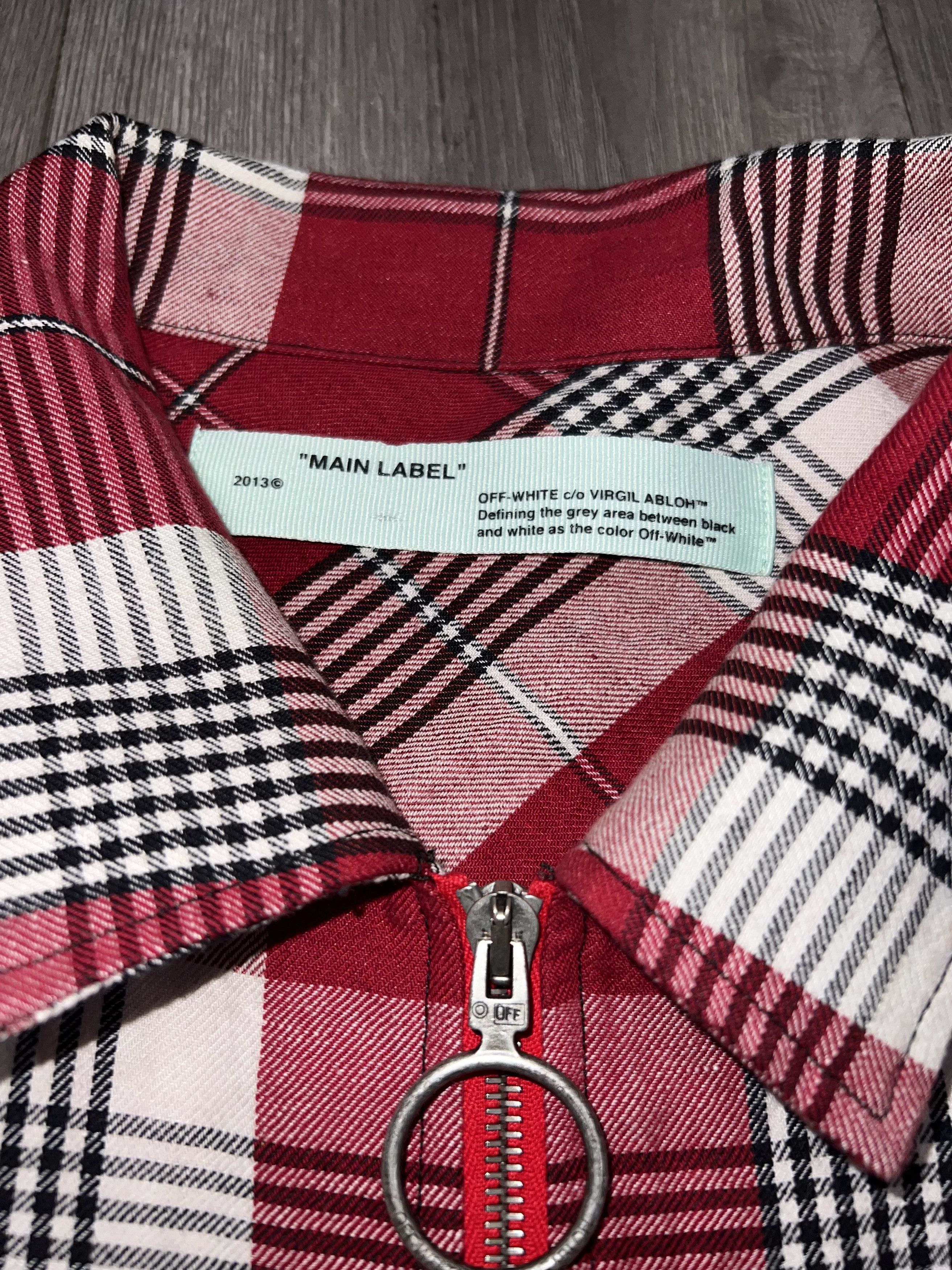 Off-White Skull Print 2019 Red Linen Checkered Jacket Size US XXL / EU 58 / 5 - 3 Thumbnail
