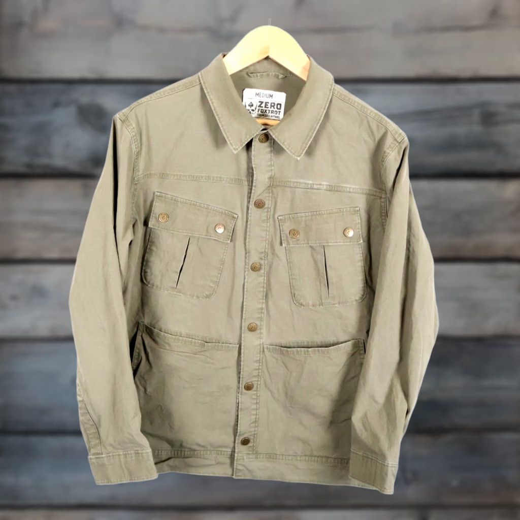 Vintage Zero Foxtrot Chore Jacket Mens Medium Green Ripstop Cotton Snap Button Military Jacket Size US M / EU 48-50 / 2 - 1 Thumbnail