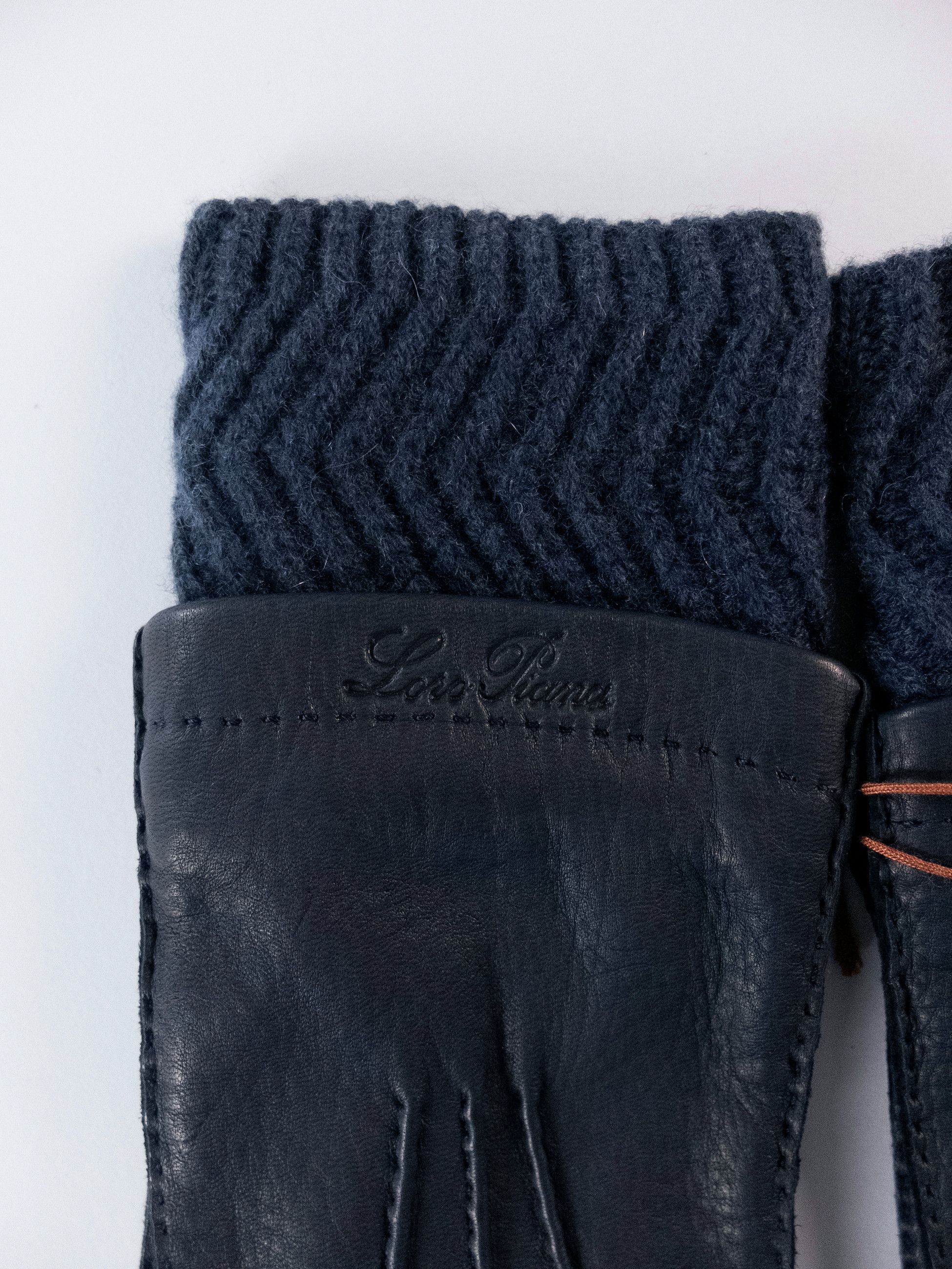 Loro Piana LORO PIANA navy deer leather & baby cashmere gloves Large Size ONE SIZE - 3 Thumbnail