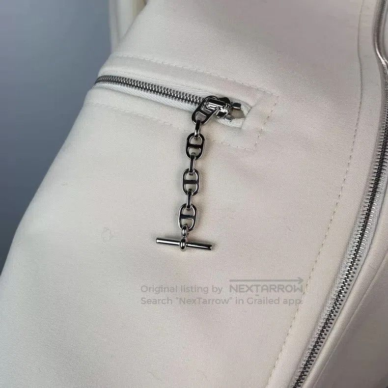 Hermes Hermes White Long Sleeve Zip-Up Jacket with Pig Nose Zippe Size XXS / US 00 / IT 34 - 4 Thumbnail