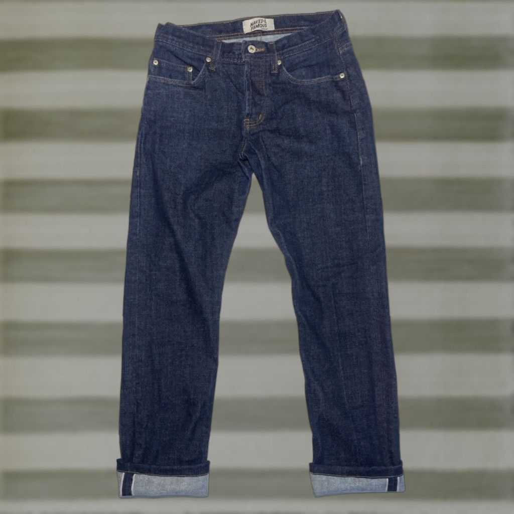 Vintage Naked & Famous Denim Weird Guy Stretch Selvedge Jeans Mens 30 Blue Denim 5-Pocket City Classic Straight Jeans Size US 30 / EU 46 - 1 Thumbnail