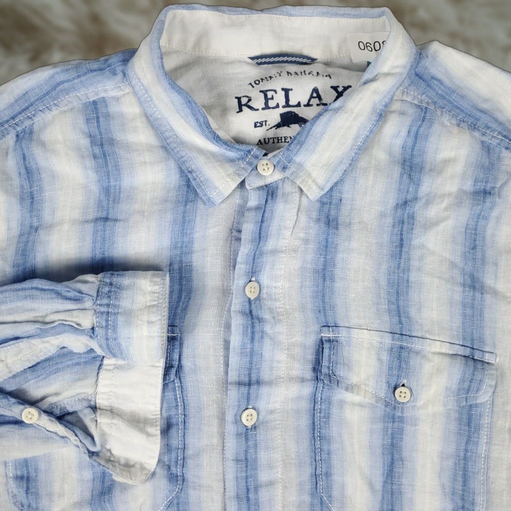 Tommy Bahama Tommy Bahama Shirt Mens Size 2XL Blue Striped Linen Button Up Long Sleeve Size US XXL / EU 58 / 5 - 1 Thumbnail