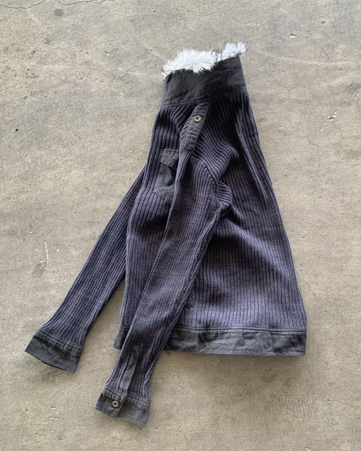 If Six Was Nine 2000s Spinash ifsixwasnine lgb Waxed Knit Zip Up Size US L / EU 52-54 / 3 - 6 Thumbnail
