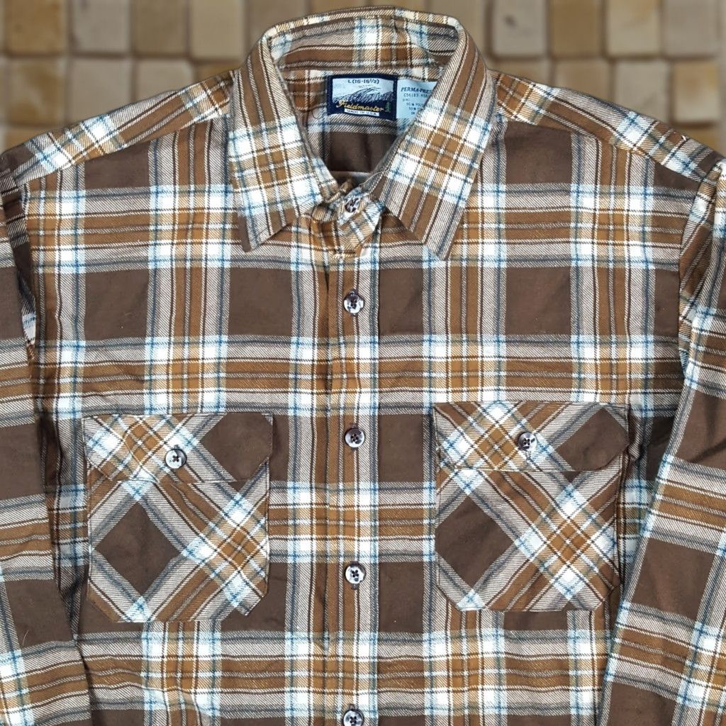 Vintage VINTAGE Fieldmaster Button-Up Shirt Brown Plaid Flannel Men's L Western Cowboy Workwear 80s 90s Casual Size US L / EU 52-54 / 3 - 1 Thumbnail
