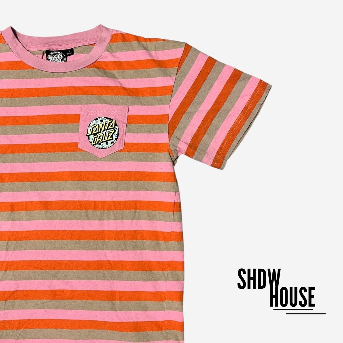 Santa Cruz Skateboards Santa Cruz Cali Poppy Pink Stripe Tee Size L / US 10 / IT 46 - 2 Thumbnail