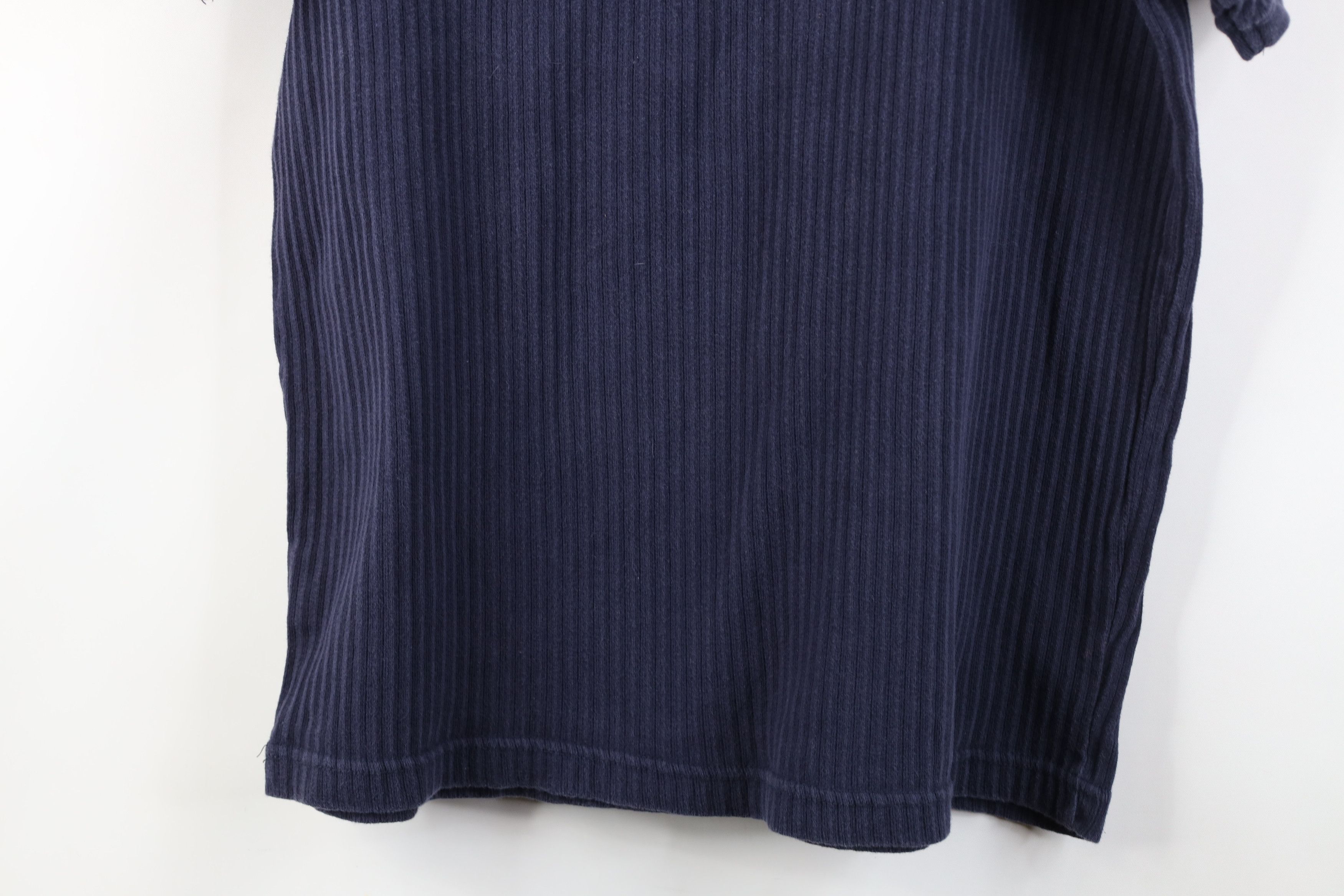 Vintage Vintage 90s Y2K Streetwear Cotton Ribbed Knit T-Shirt Blue Size US L / EU 52-54 / 3 - 12 Thumbnail