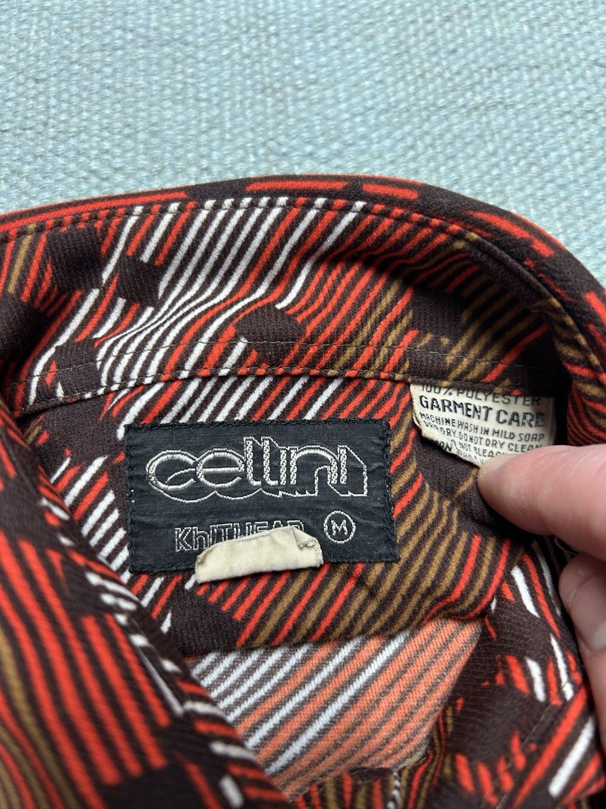 Vintage 70s button shirt polyester dagger collar abstract mod medium Size US M / EU 48-50 / 2 - 4 Thumbnail