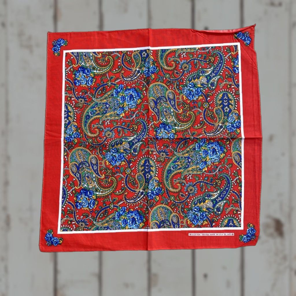Vintage VINTAGE Wamcraft Southwestern Floral Bandana Handkerchief Scarf Made In USA Purple Cotton OneSize Adult Unisex Mens Womens Boys Girls Size ONE SIZE - 1 Thumbnail