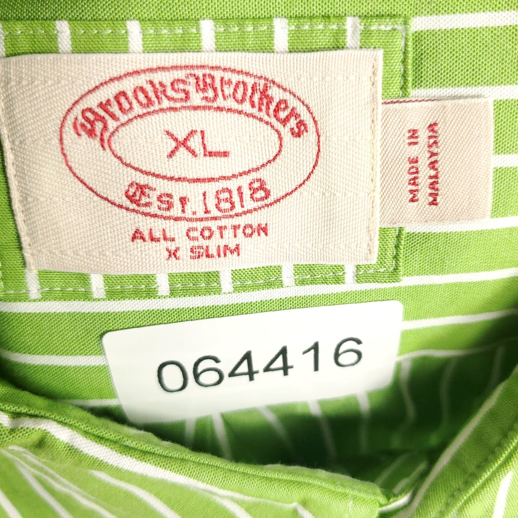 Brooks Brothers Brooks Brothers Shirt Mens XL Green Striped Slim Button Up Long Sleeve Size US XL / EU 56 / 4 - 7 Thumbnail