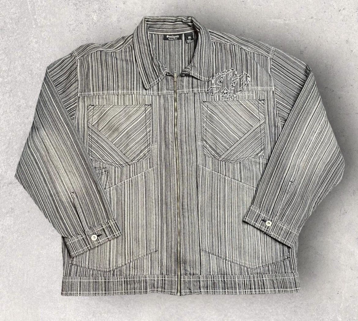 Southpole × Vintage Vintage Y2K Southpole Stripe Pattern Zip Up Denim Jacket Size US XL / EU 56 / 4 - 1 Thumbnail