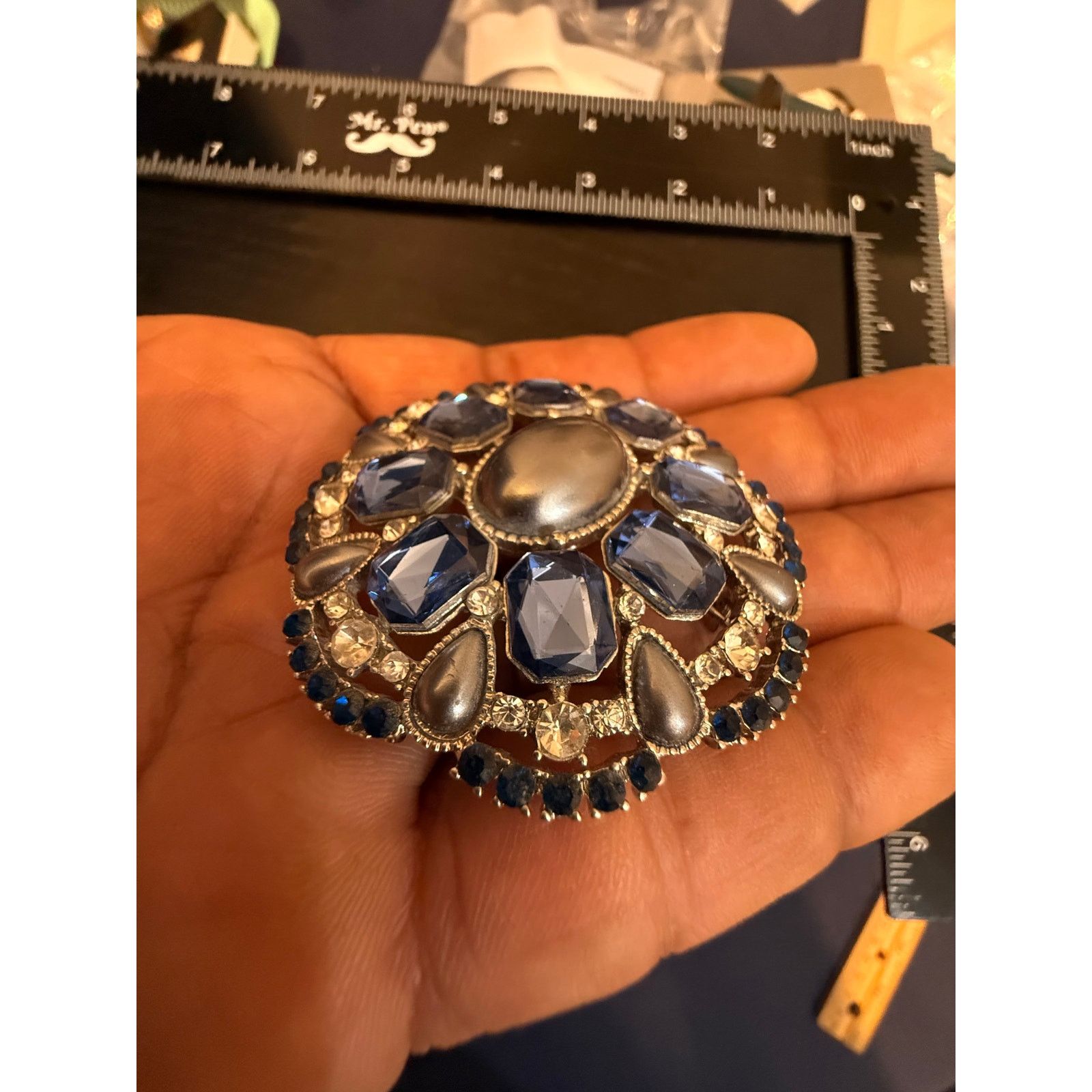 Monet Vintage Signed Monet Silver Tone Blue Stone Brooch Size ONE SIZE - 5 Thumbnail