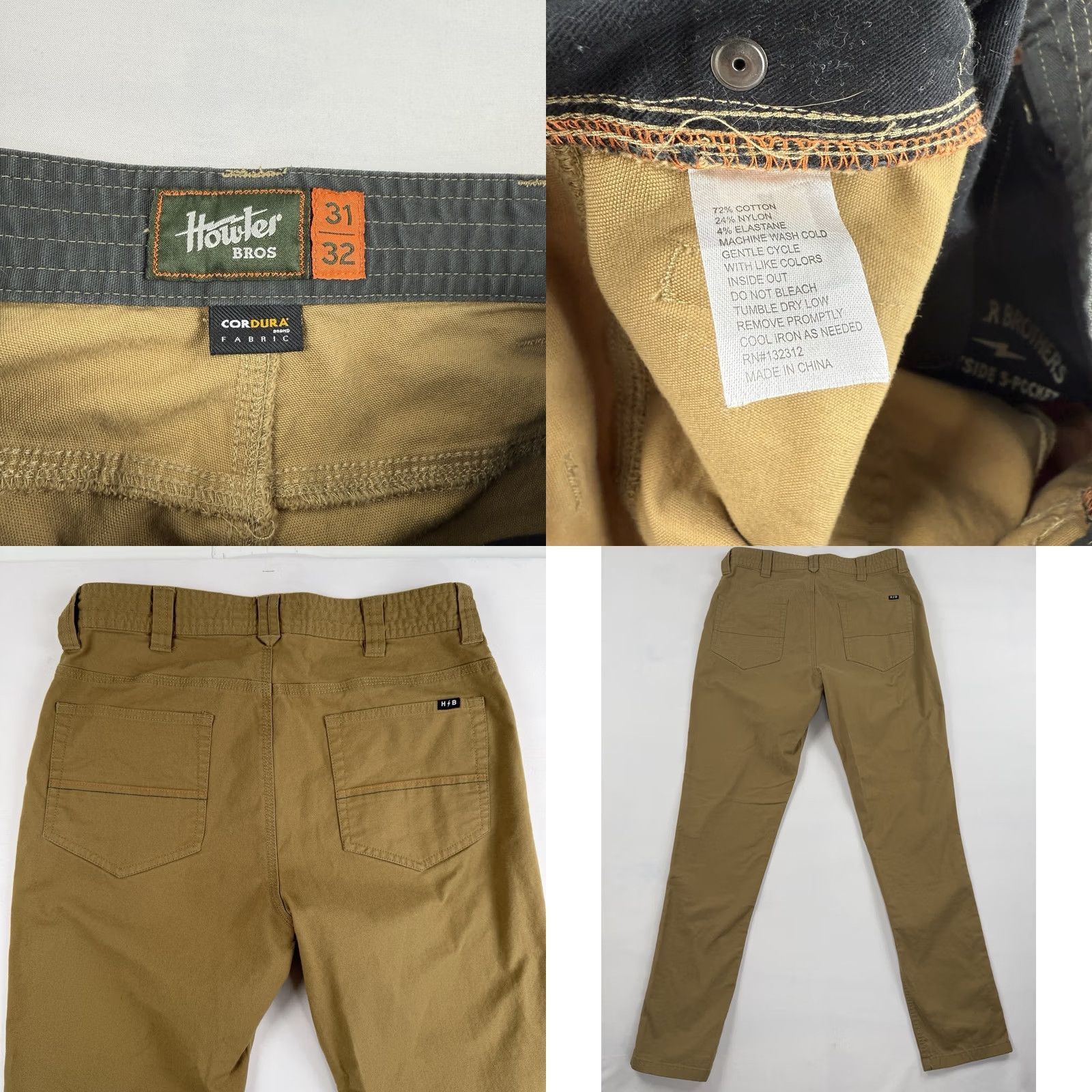 Howler Brothers Howler Brothers Pants Mens 30x31 Brown Frontside 5 Pocket Cordura Stretch Canvas Pants Regular Straight Brown 5-Pocket Frontside 30 Mens Size US 30 / EU 46 - 8 Thumbnail