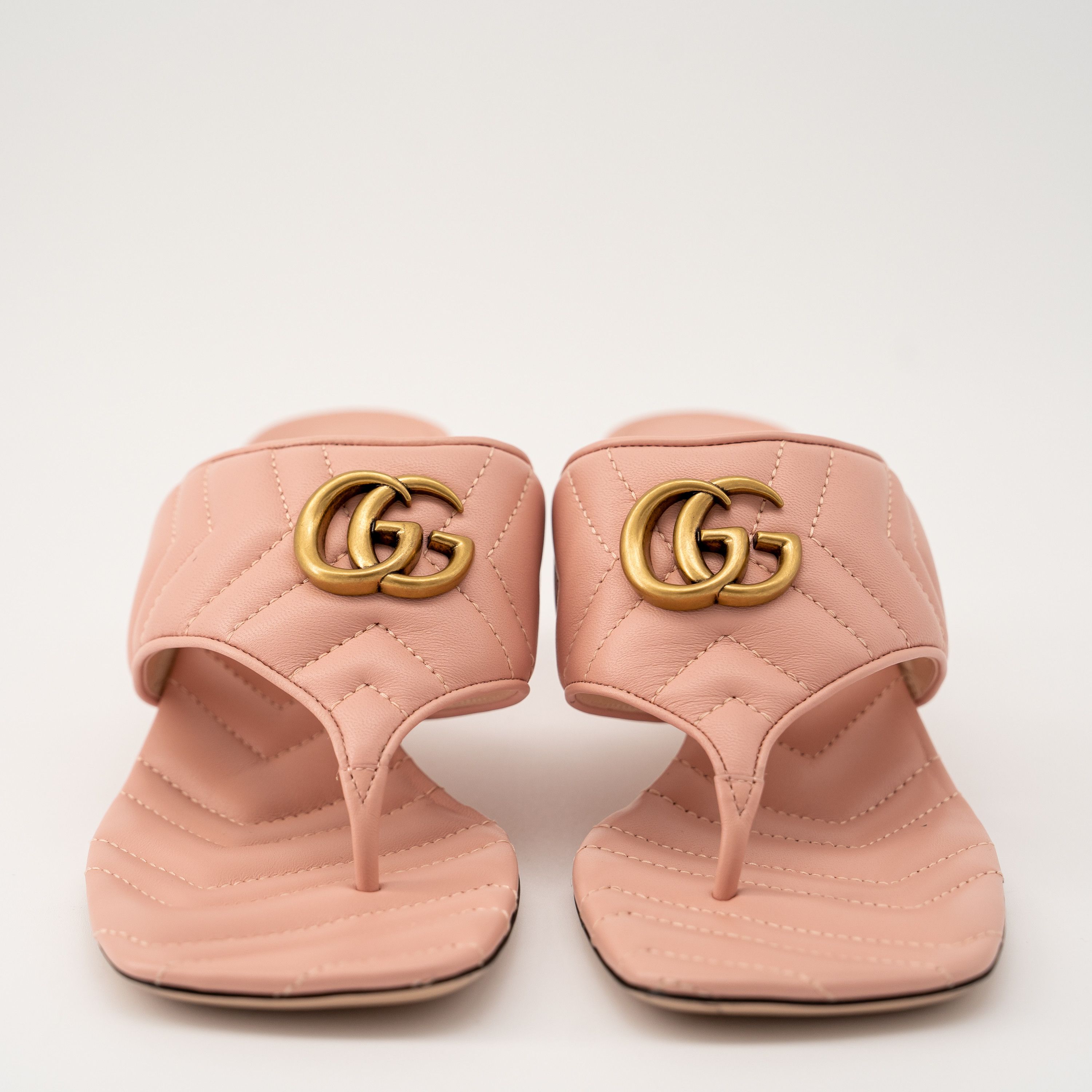 Gucci 40G 10 US Gucci Marmont GG Kitten Heel Sandals Quilted Pink Size US 10 / IT 40 - 3 Thumbnail