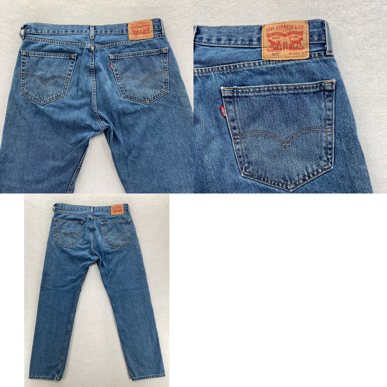 Levi's Levi's 505 Mens Jeans 36x32 Blue Medium Wash Denim Straight Leg Mid Rise Red Tab Size US 36 / EU 52 - 8 Thumbnail