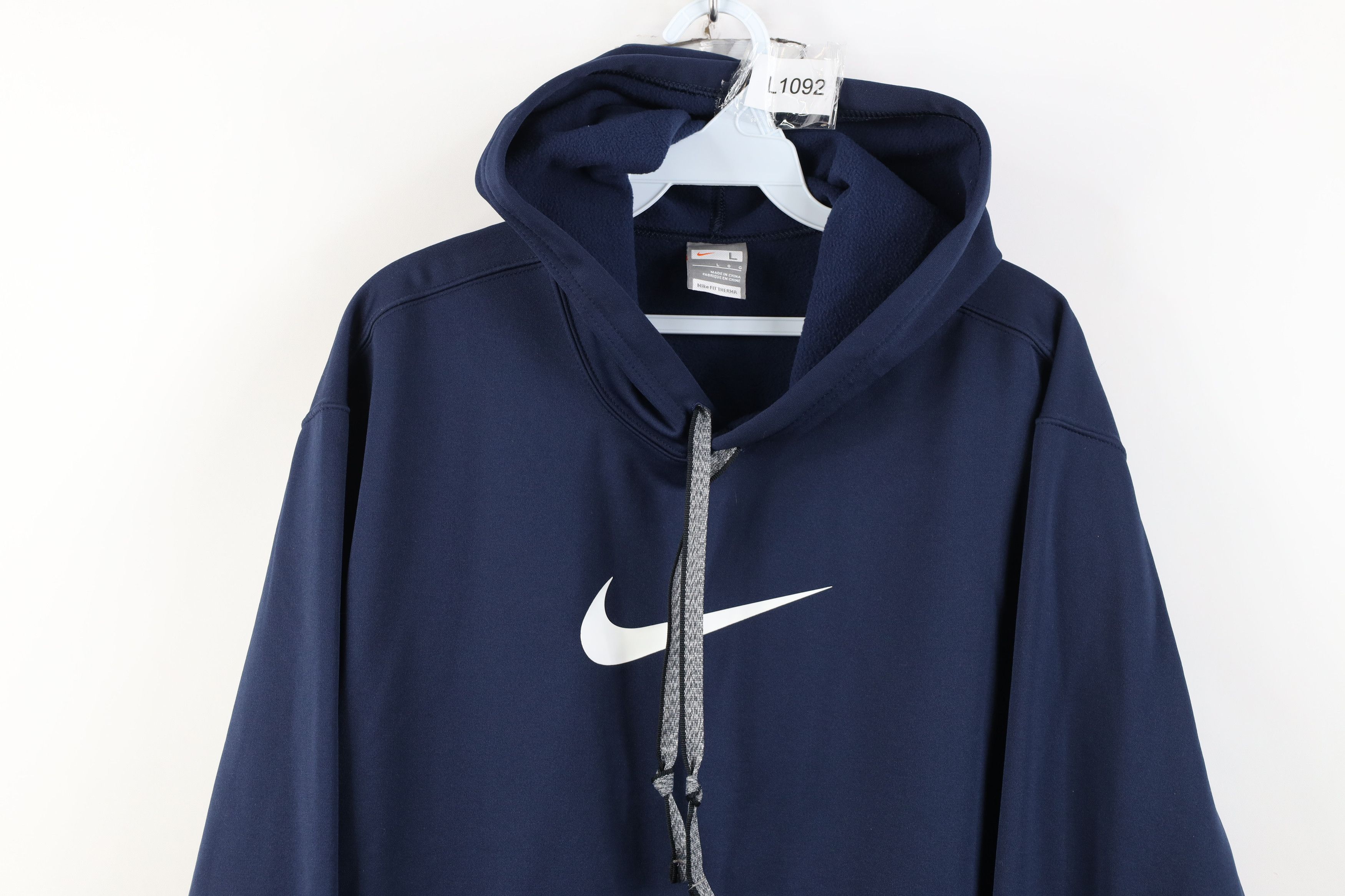 Nike Vintage Y2K Nike Center Big Swoosh Hoodie Sweatshirt Blue Size US L / EU 52-54 / 3 - 2 Thumbnail