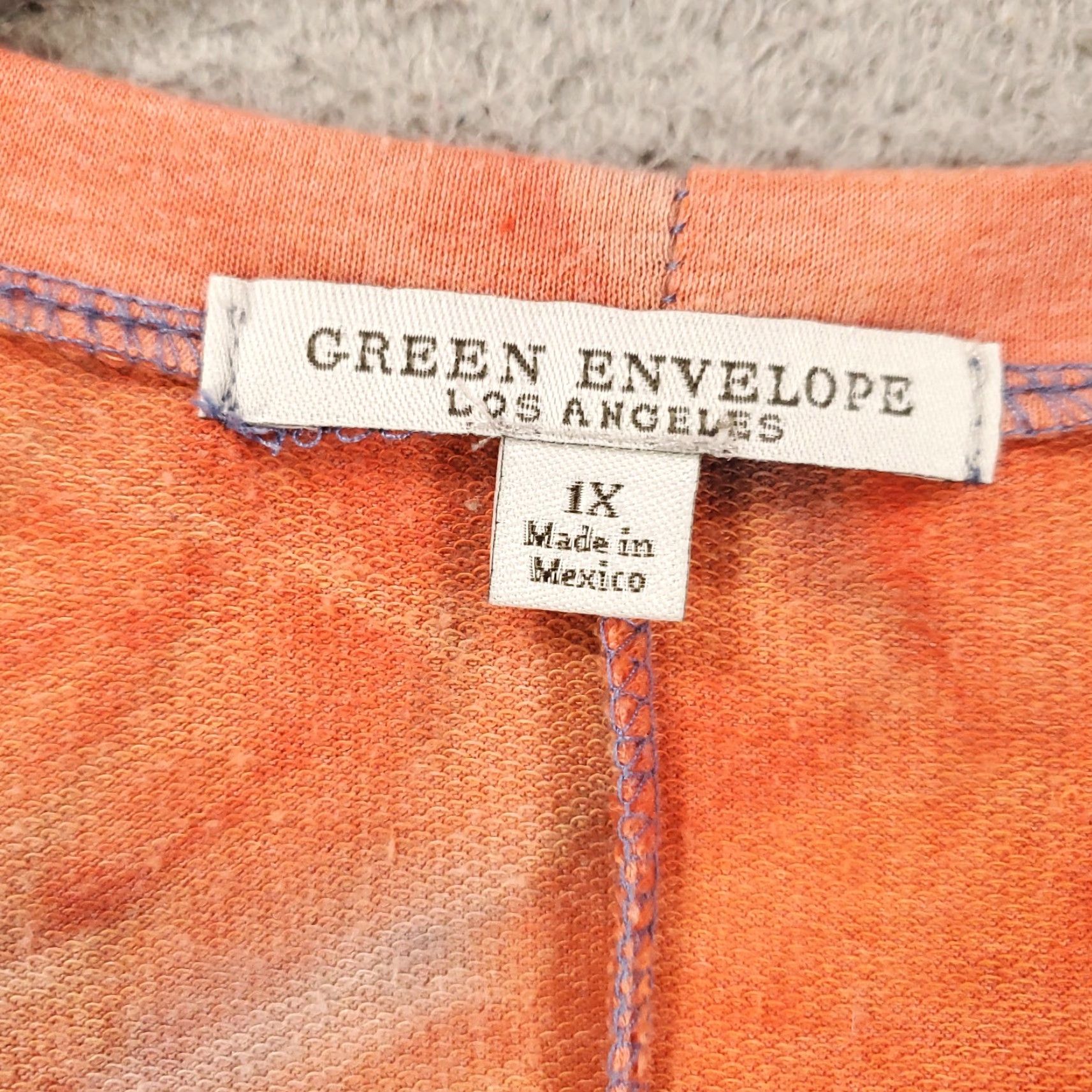 Vintage Green Envelope Tunic Women 1X Blue Orange Tie Dye Stretchy Top Size XL / US 12-14 / IT 48-50 - 5 Thumbnail