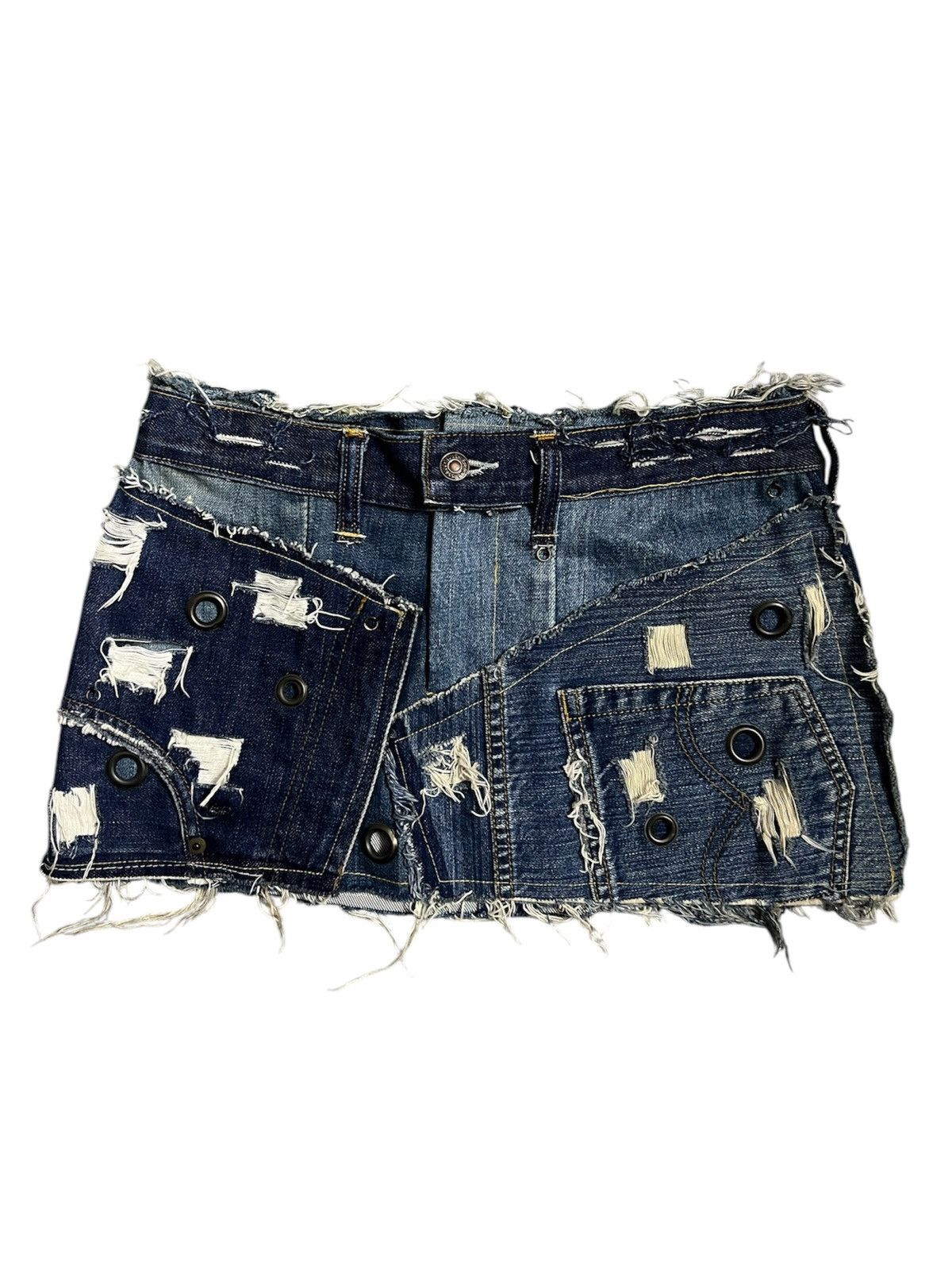 Japanese Brand Virgo remade patchwork denim mini skirt 💙🦋 Size 26" / US 2 / IT 38 - 2 Thumbnail