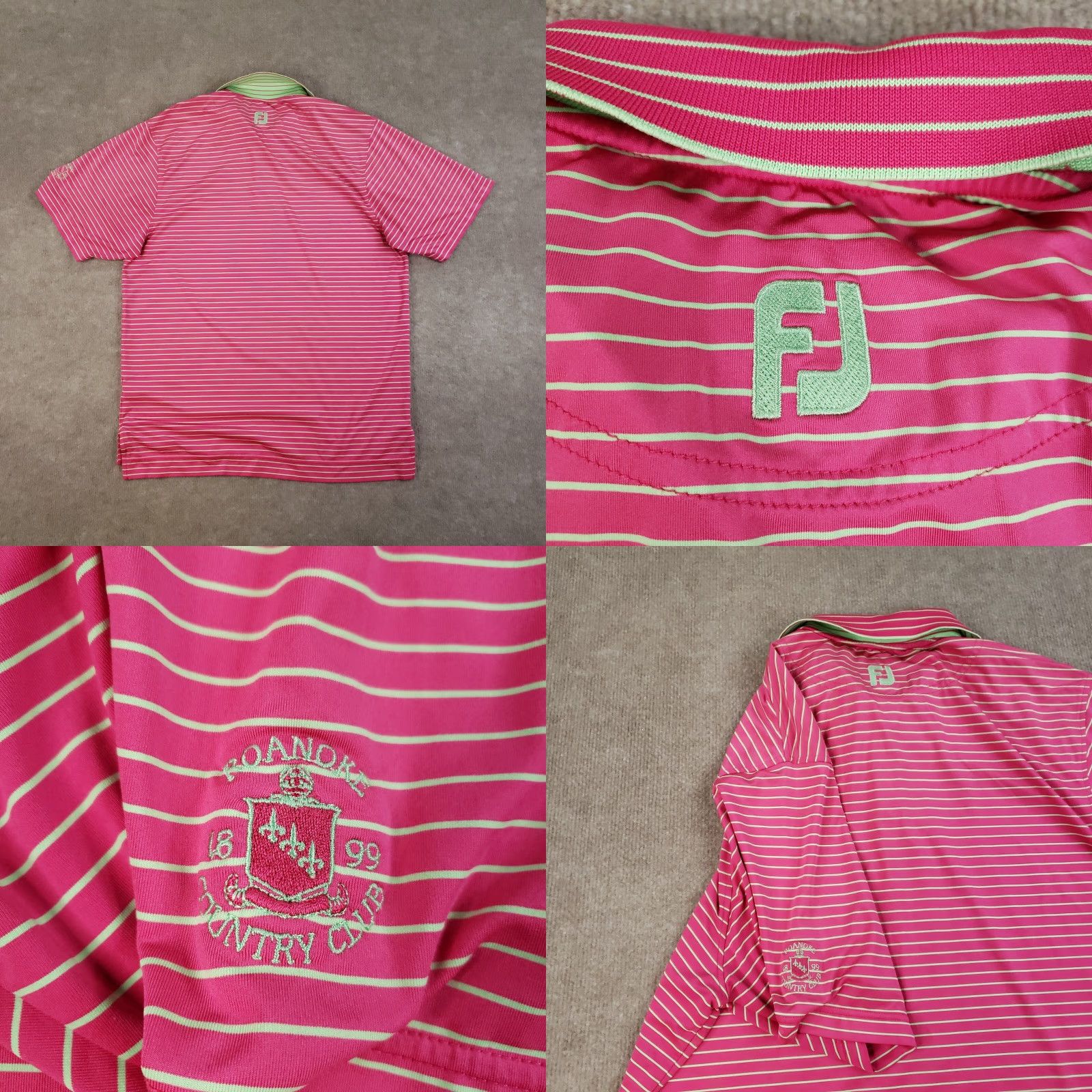 Footjoy FootJoy Polo Shirt Mens M Pink Striped Short Sleeve Stretch Golf Logo Size US M / EU 48-50 / 2 - 8 Thumbnail