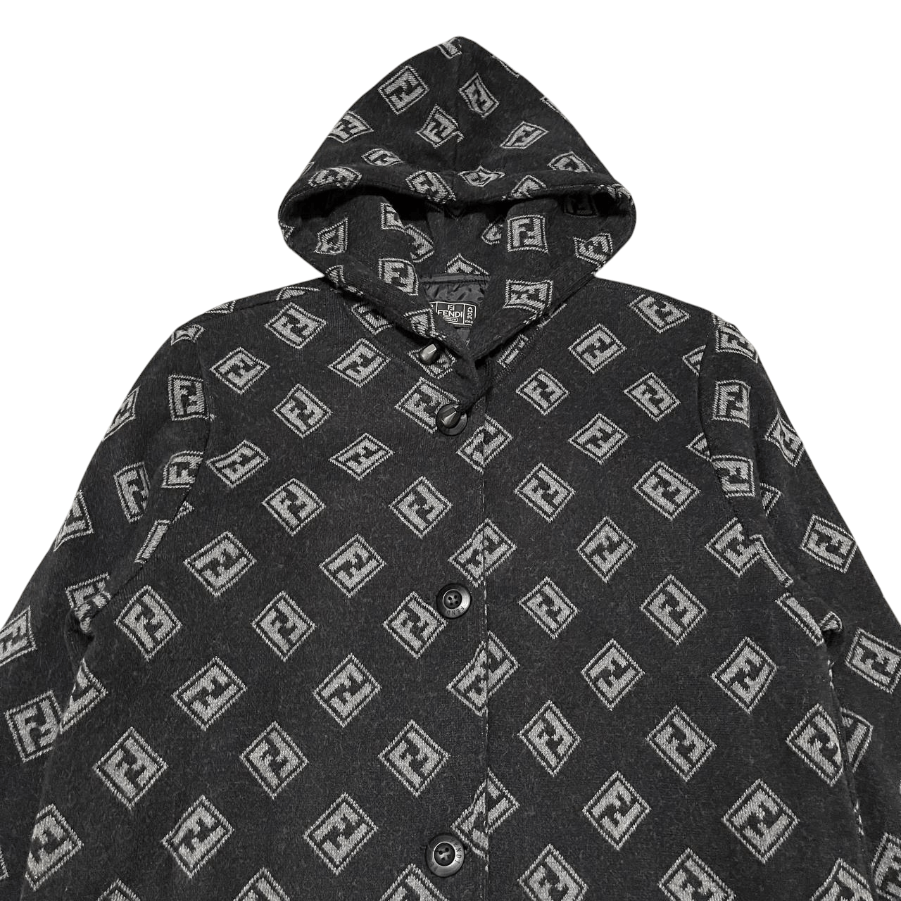 Fendi Vintage Fendi Monogram Wool Hooded Jacket Size US M / EU 48-50 / 2 - 2 Thumbnail