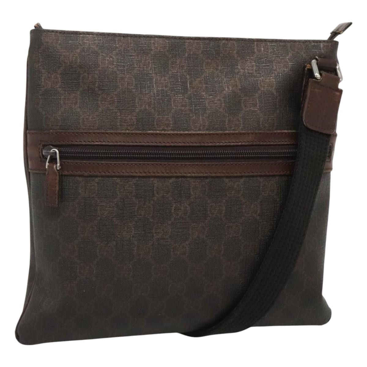 Gucci GG Supreme Shoulder Bag Pvc Outlet Brown Silver 264217 Auth Bs24270 in Brown/Silver, Women's