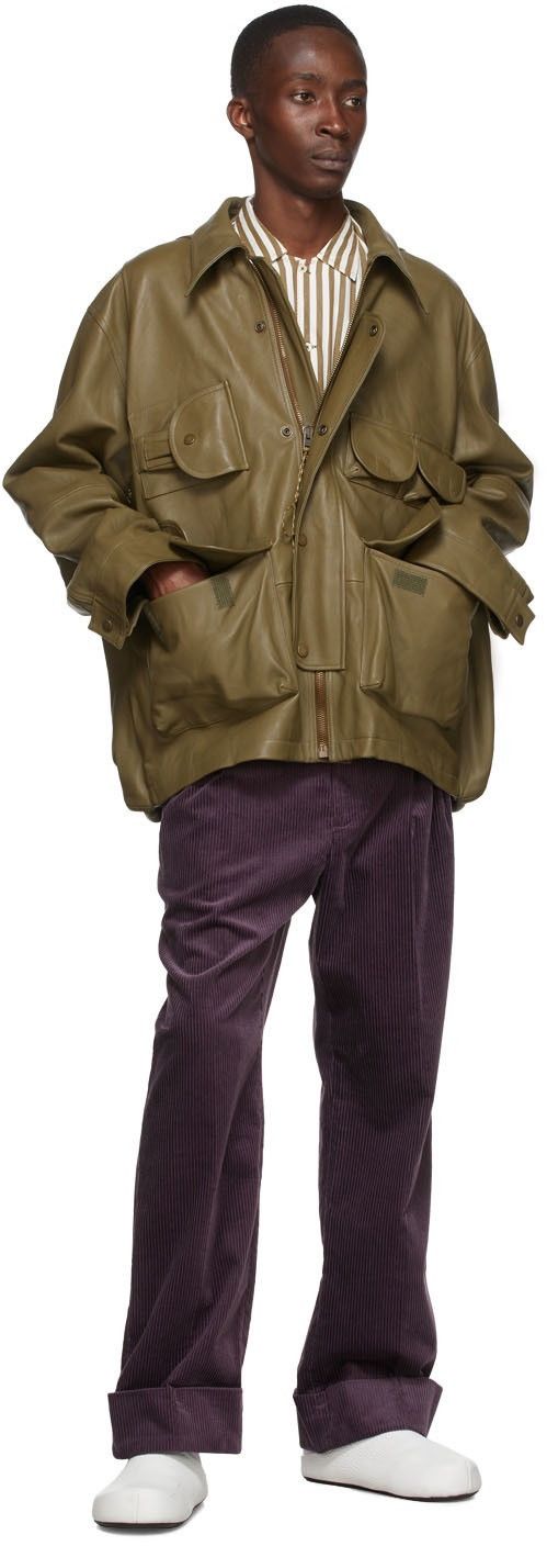 Acne Studios Khaki Grained Cargo Leather Jacket Size US M / EU 48-50 / 2 - 4 Thumbnail