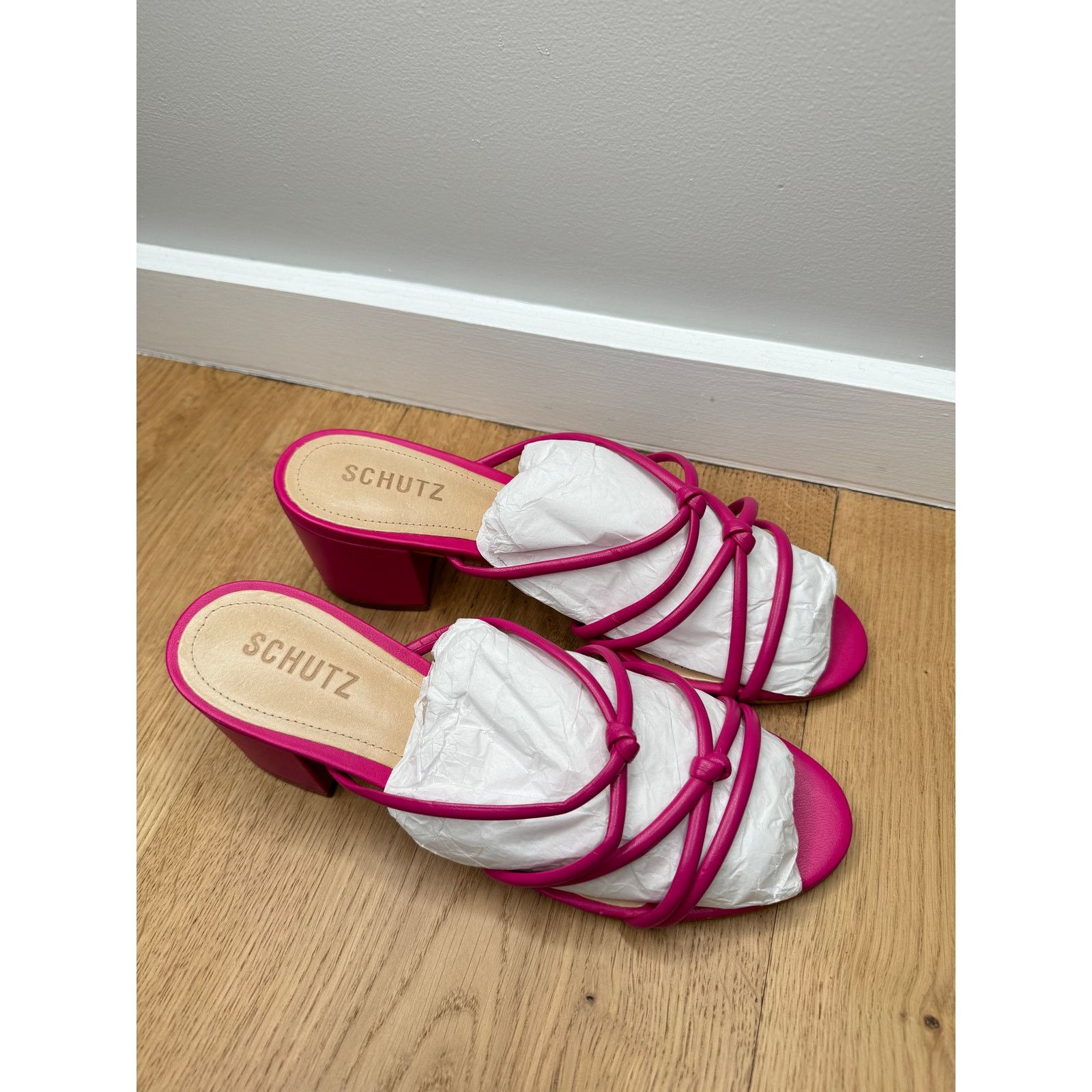 SCHUTZ NEW Schutz Princey Strappy Slide Sandals Hot Pink Heel Size US 8.5 / IT 38.5 - 5 Thumbnail