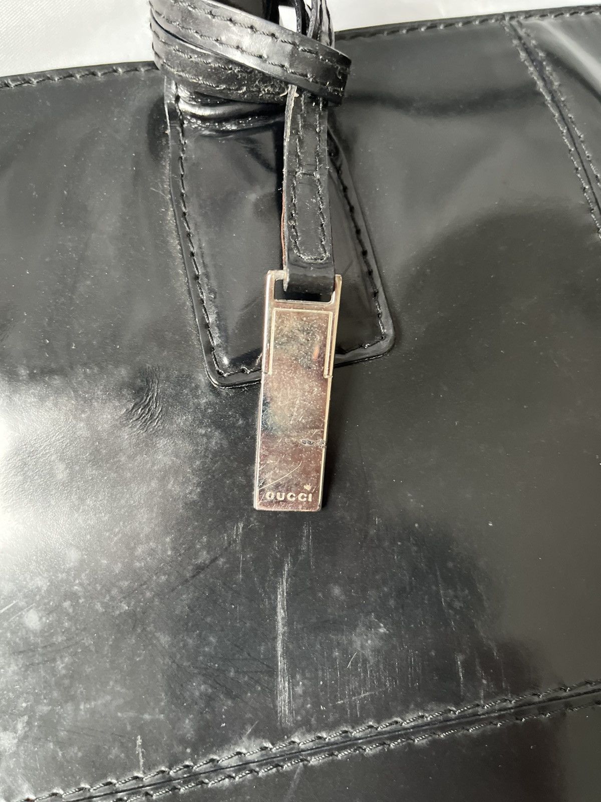 Gucci Gucci Black Patent Leather Tote Bag Vintage Italy Size ONE SIZE - 2 Thumbnail