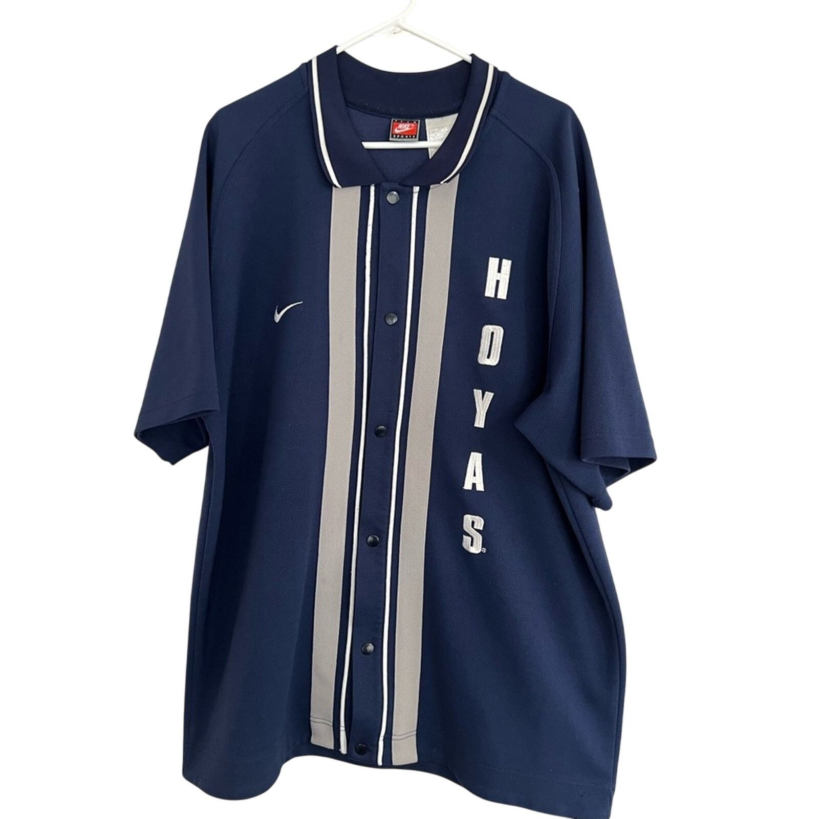 Nike VTG 90s XL / XXL Nike Georgetown Hoyas Warm Up Jersey Shirt Size US XL / EU 56 / 4 - 1 Thumbnail