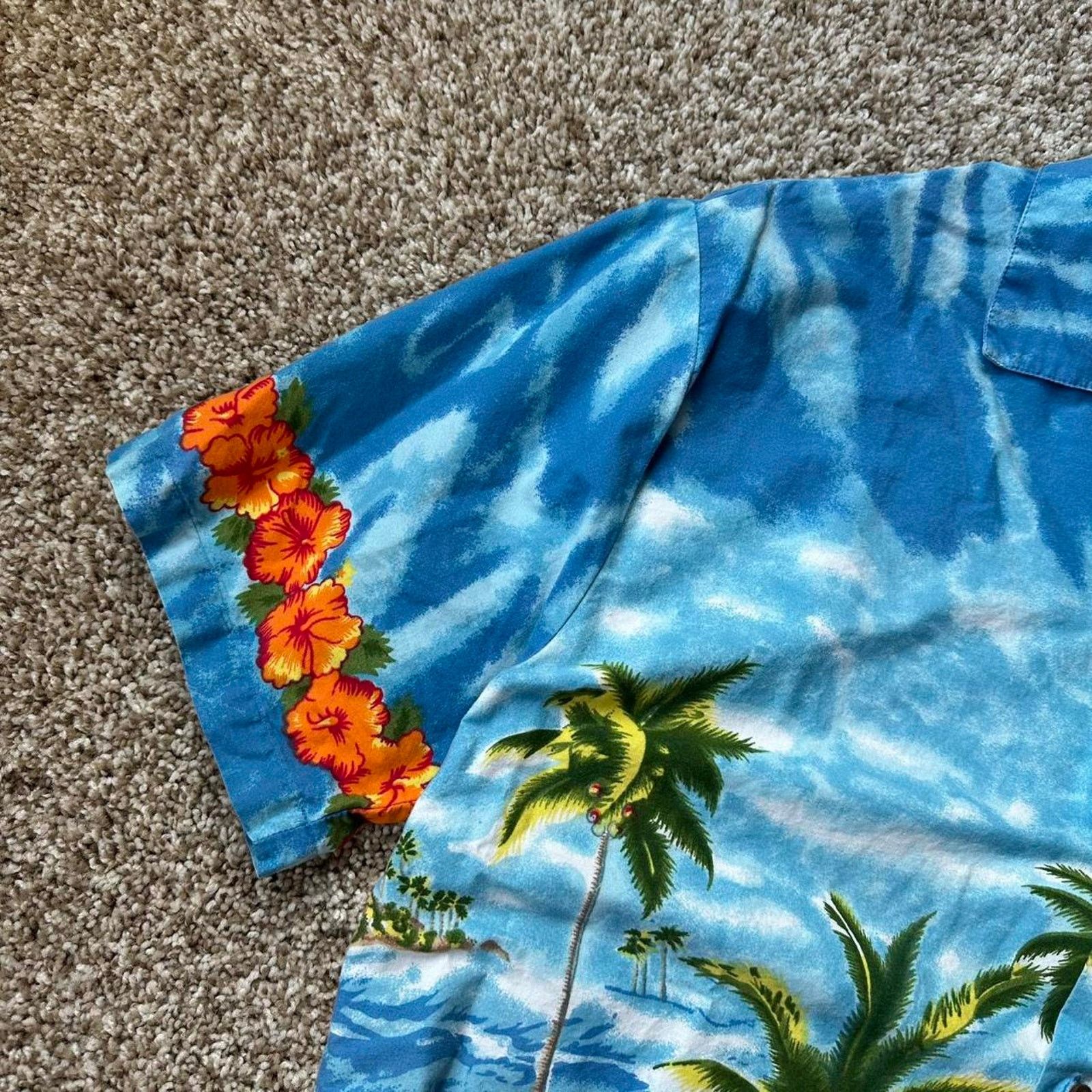 Vintage Vintage 90s Y2K Blue Hawaiian Aloha Costal AOP Button Up Size US M / EU 48-50 / 2 - 4 Thumbnail