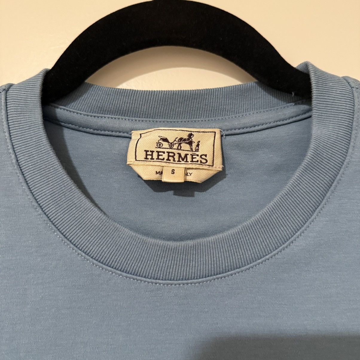 Hermes Hermès Men’s "Quarterb'H" Sky Blue Crewneck T-shirt Small Size US S / EU 44-46 / 1 - 3 Thumbnail