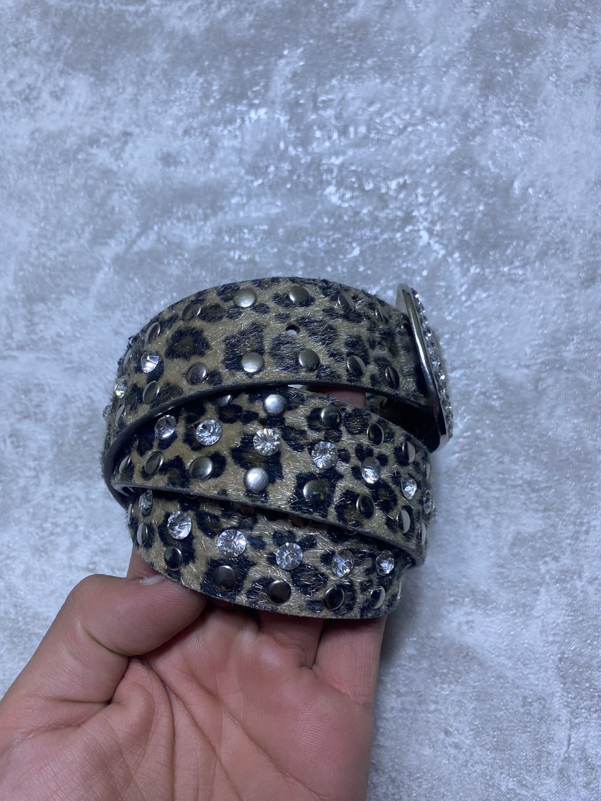 B.B. Simon Hype Vintage Leopard Pony Hair Rhinestone Belt Y2K Size ONE SIZE - 4 Thumbnail