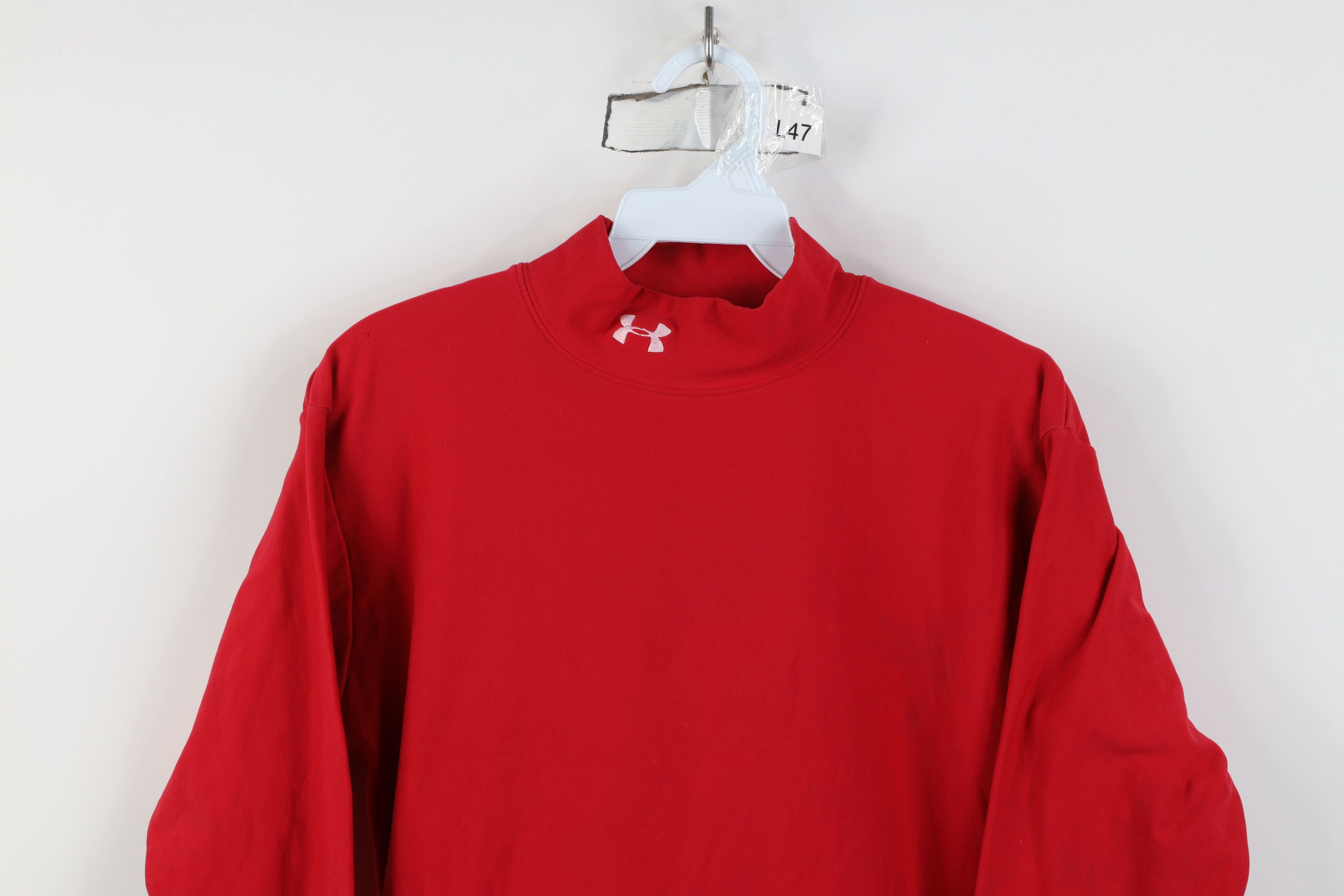 Under Armour Vintage Under Armour Mock Neck Long Sleeve T-Shirt Red Size US XL / EU 56 / 4 - 2 Thumbnail