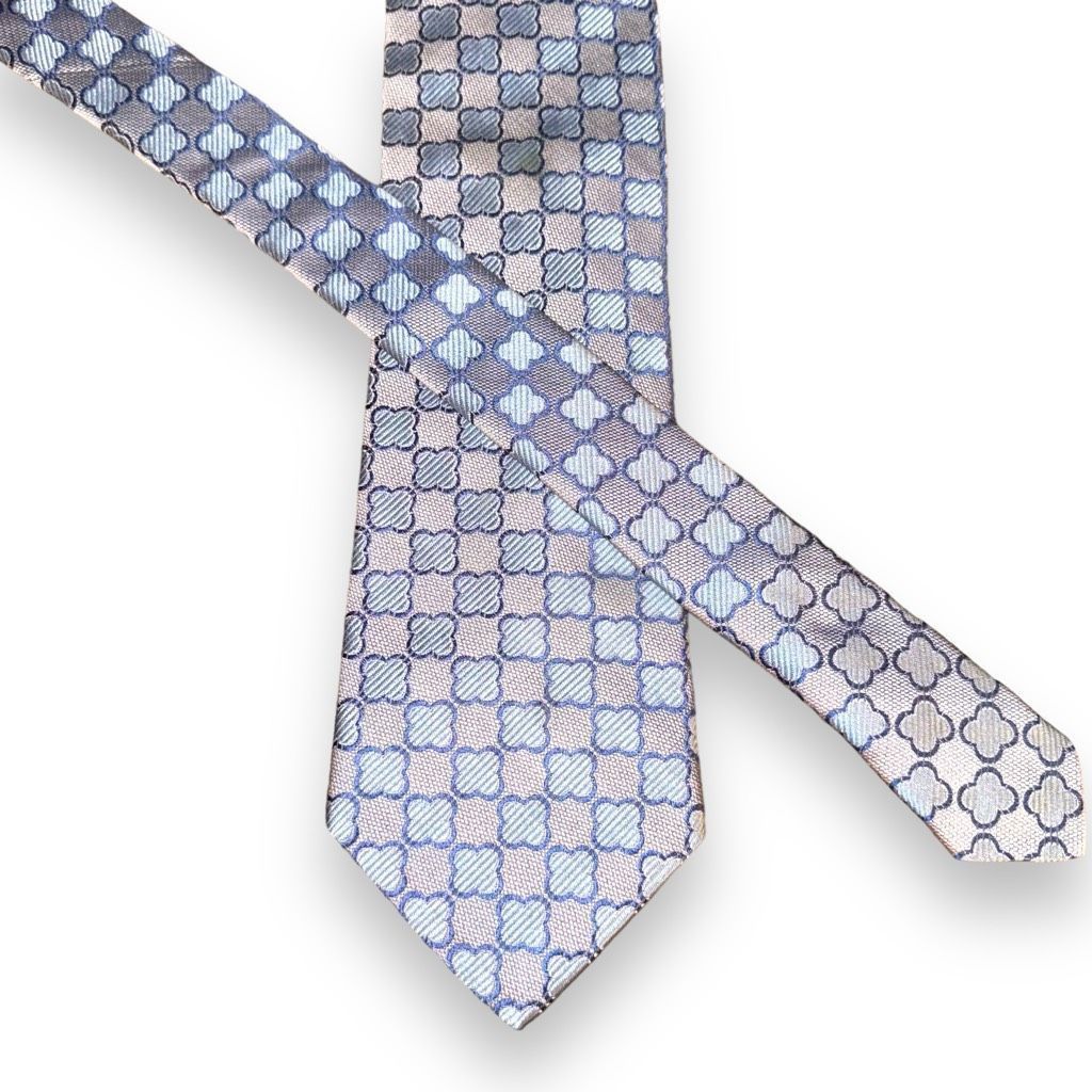 Other Dion Neckwear Light Blue Clover 100% Silk Handmade Tie Size ONE SIZE - 1 Thumbnail