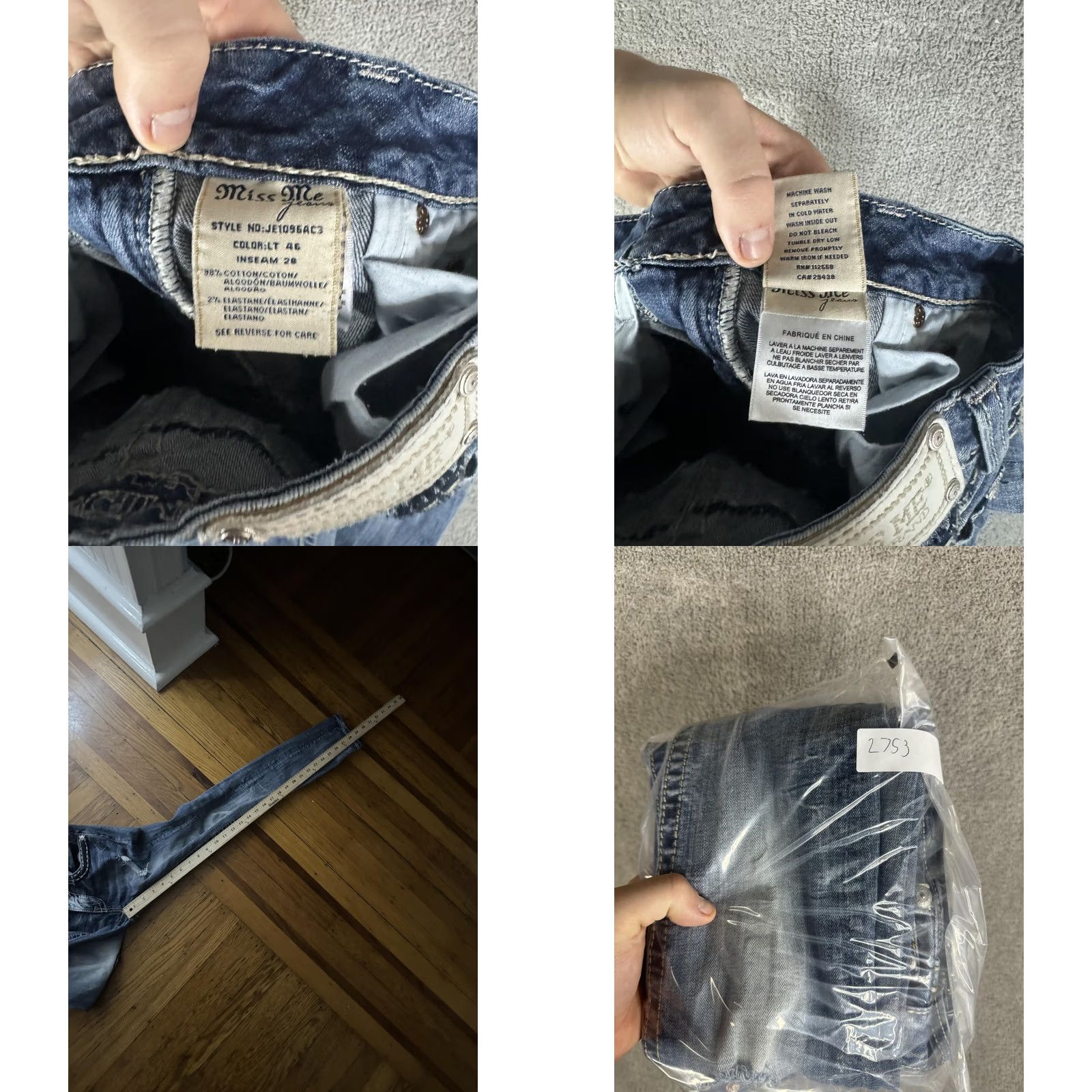 Miss Me Miss Me Jeans Womens 26 Blue Ankle Cropped Skinny Distressed Embellished Size 26" / US 2 / IT 38 - 10 Thumbnail