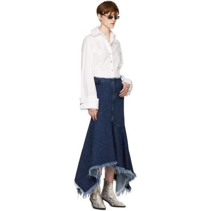 Marques'Almeida MARQUES ALMEIDA INDIGO DENIM ASYMMETRIC SKIRT Size 27" / US 4 / IT 40 - 3 Thumbnail
