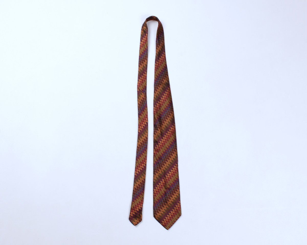 Designer × Missoni × Vintage MISSONI Cravatte Vintage Geometric Zig Zag Chevron Silk Tie Size ONE SIZE - 3 Thumbnail