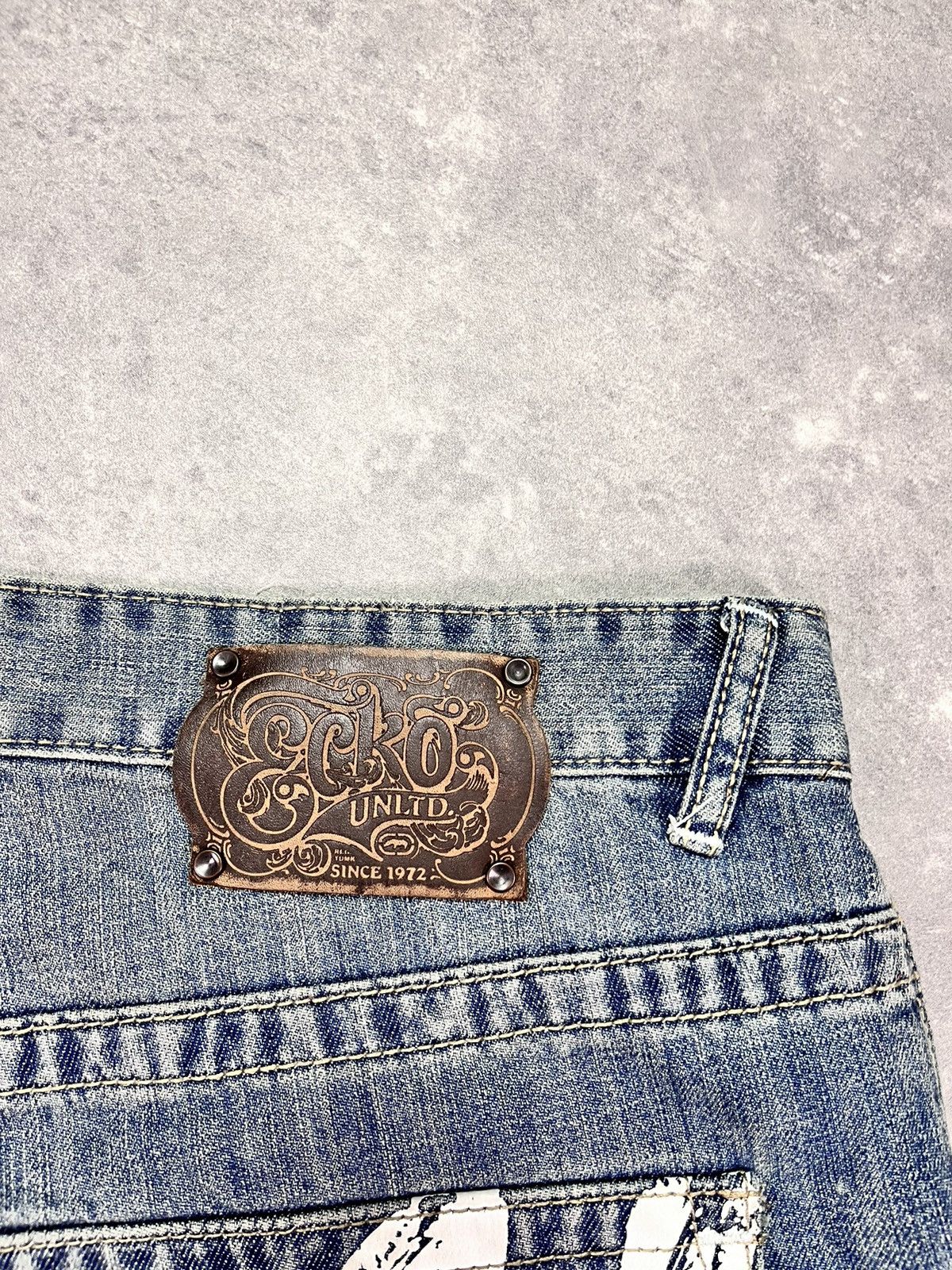 Ecko Unltd. Crazy 2000s Ecko Unltd. Grafitti Printed Flaps Baggy Jeans Size US 40 / EU 56 - 10 Thumbnail