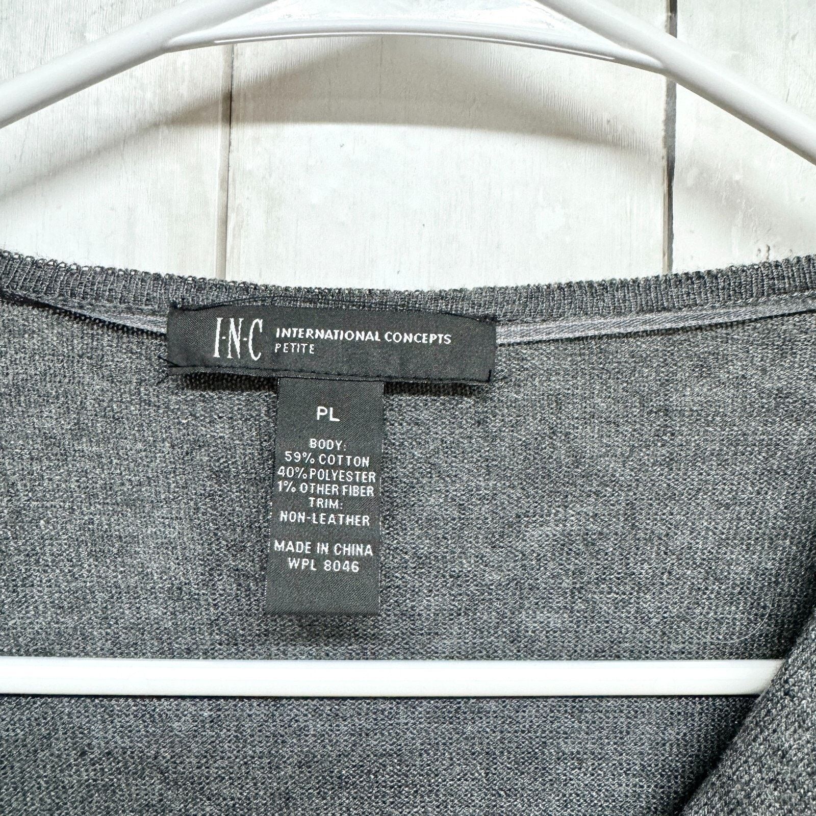 Other INC Concept Size PL Grey Cotton Draper Long Sleeve Ruffled Size L / US 10 / IT 46 - 2 Thumbnail