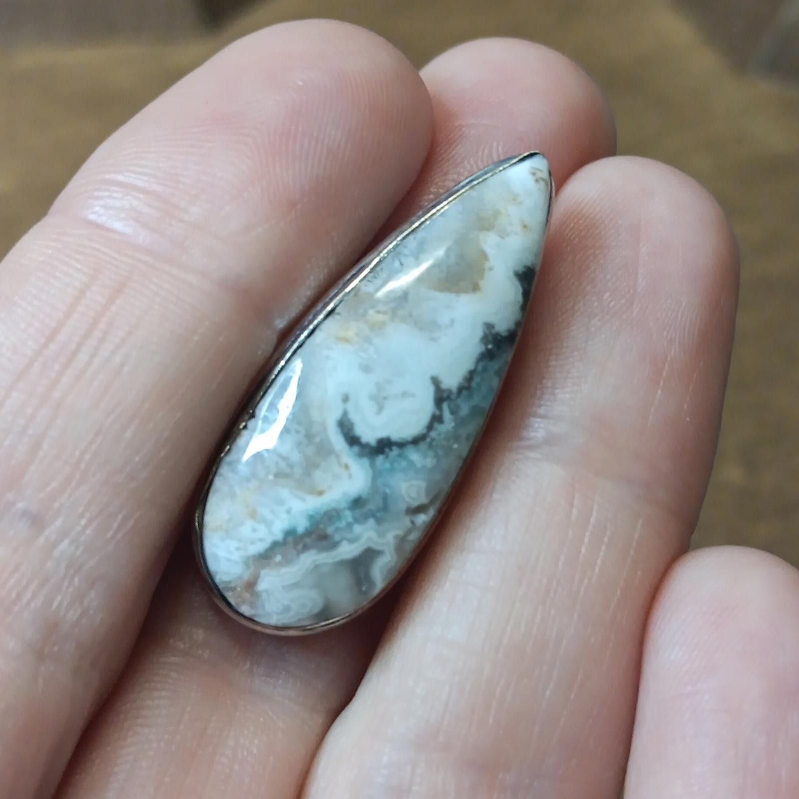 Designer Elegant Teardrop Mexican Lace Agate Stone Ring Size ONE SIZE - 5 Thumbnail
