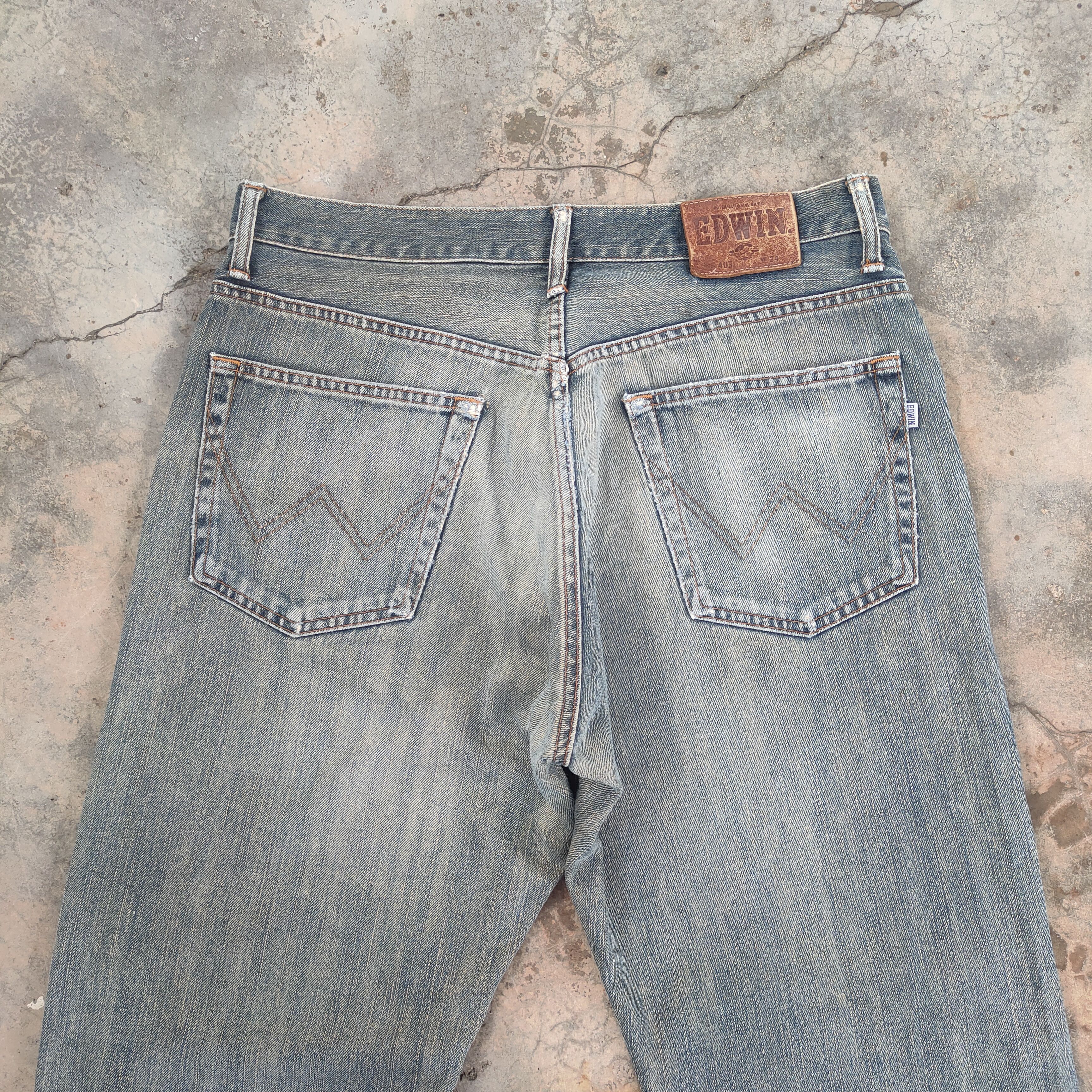 Edwin × Jean × Vintage W35 VINTAGE EDWIN FADED RIPPED DISTRESSED JEANS PANTS Size US 35 - 11 Thumbnail