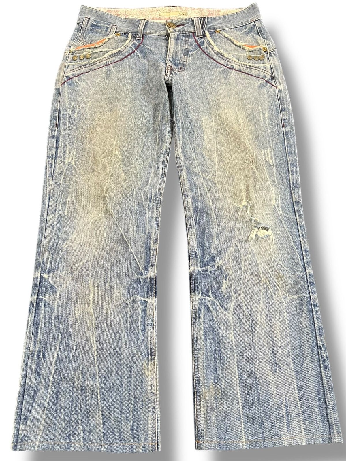Japanese Brand Vintage Oilcake Studded Low rise Boot cut Denim Size US 34 / EU 50 - 1 Thumbnail