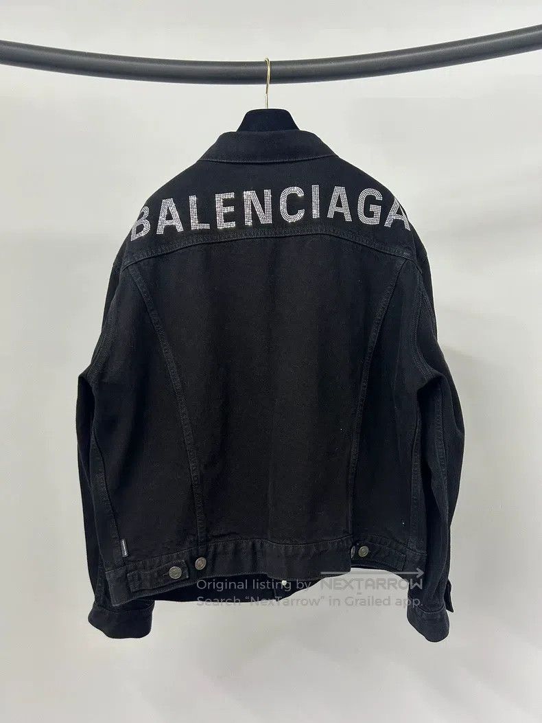 Balenciaga Balenciaga Black denim jacket with large logo and crystals Size XXS / US 00 / IT 34 - 7 Thumbnail