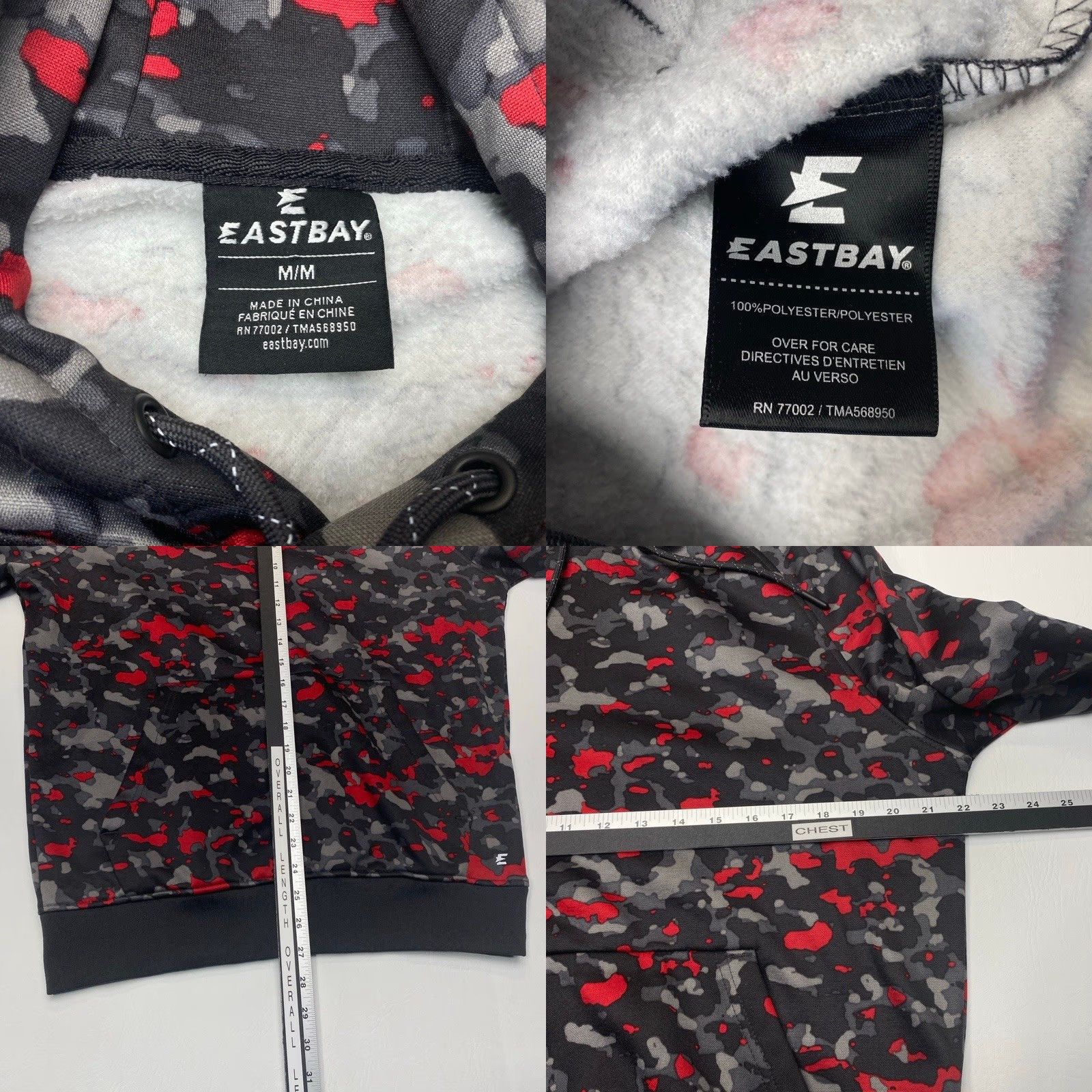 Vintage VINTAGE Eastbay Hoodie Sweatshirt Mens Medium Red/Black/Gray Camo Fleece Pullover 8502 Size US M / EU 48-50 / 2 - 8 Thumbnail