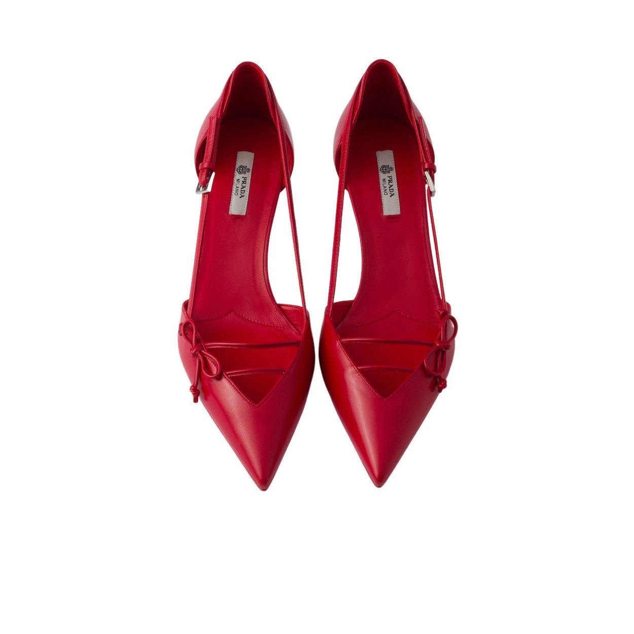 Prada PRADA $1320 Red Open Side Leather Pumps New & Authentic (Wom Size US 9 / IT 39 - 3 Thumbnail