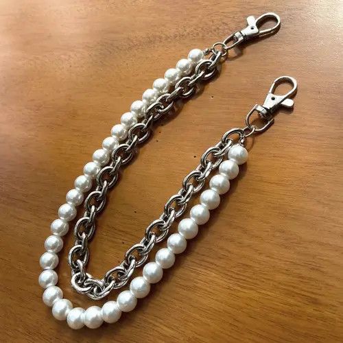 Jewelry Pearl Waist Wallet Chain, Double Layered Pants Chain Size ONE SIZE - 7 Thumbnail
