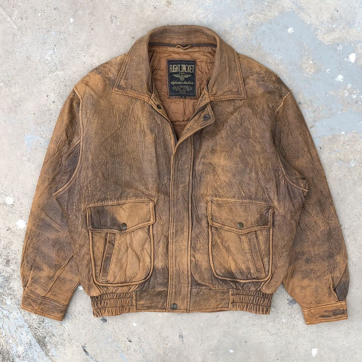 Vintage VTG Sheep Leather Flight Jacket Removable Sheeps Wool Collar Size US L / EU 52-54 / 3 - 4 Thumbnail