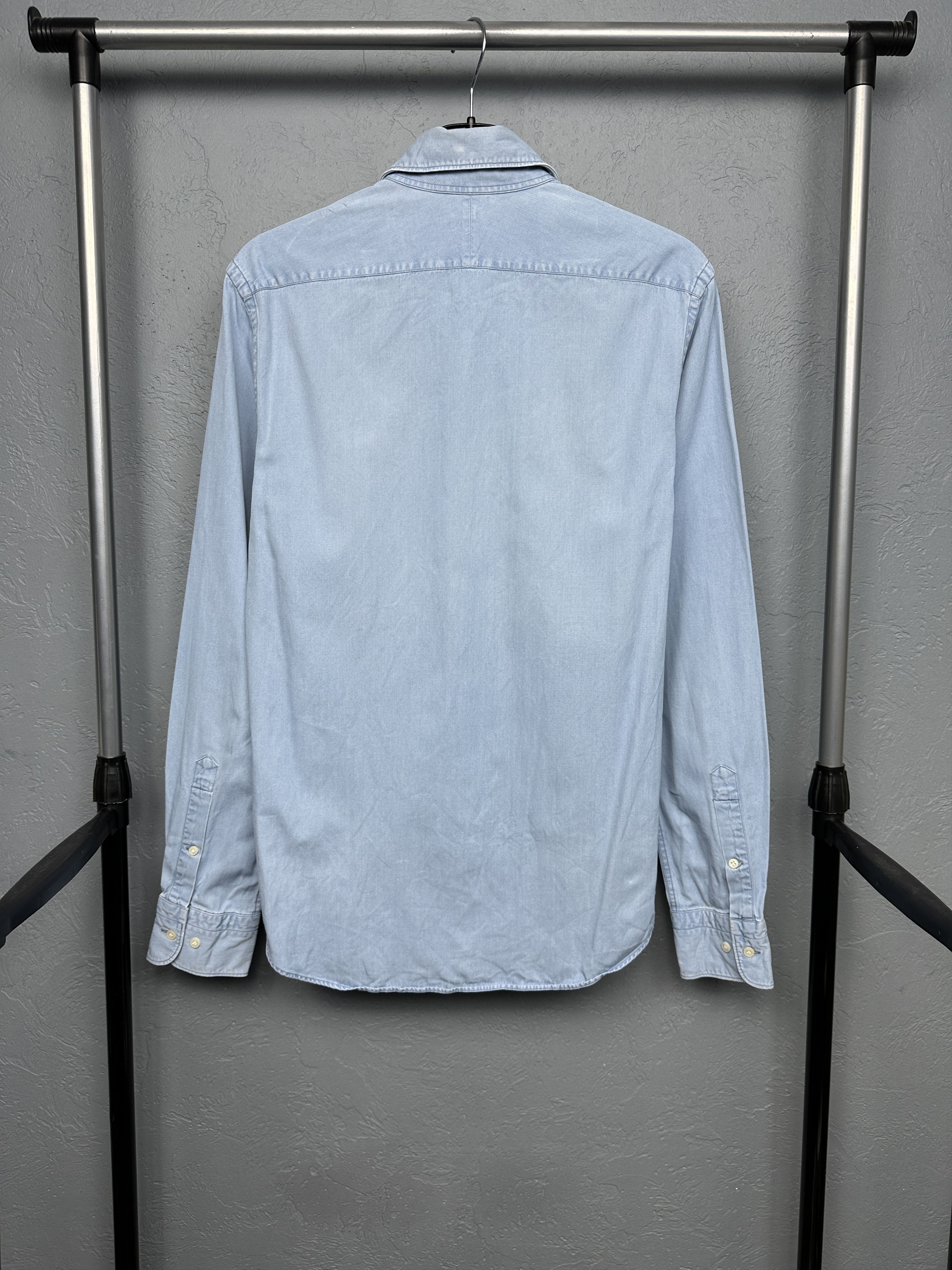Suitsupply Suitsupply Egyptian Cotton Denim Mens Long Sleeve Shirt Size US M / EU 48-50 / 2 - 10 Thumbnail